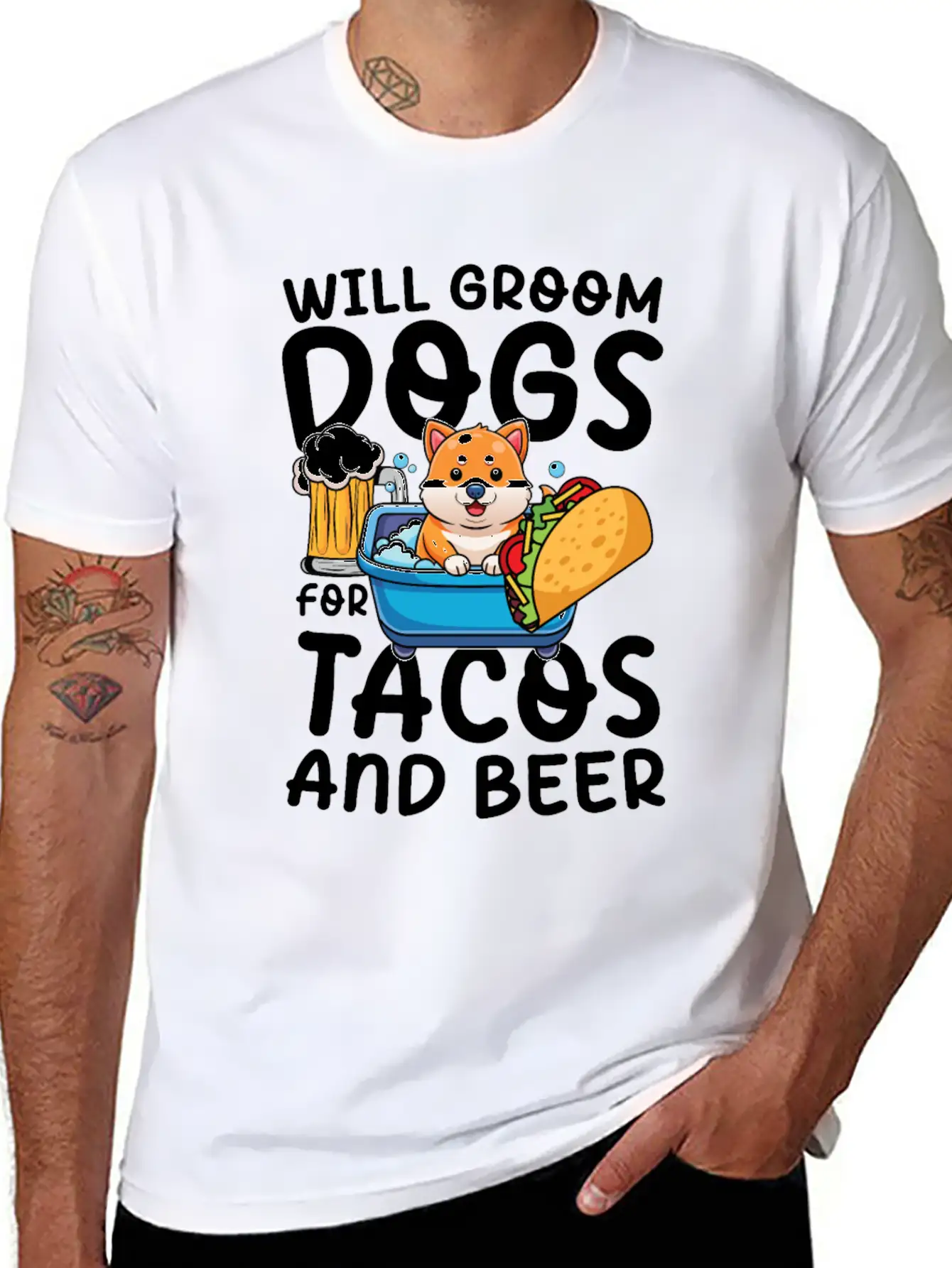 Dog Grooming Where Breeds Are Made Up Stylish Everyday T-Shirt – Unisex Basic Cotton Tee