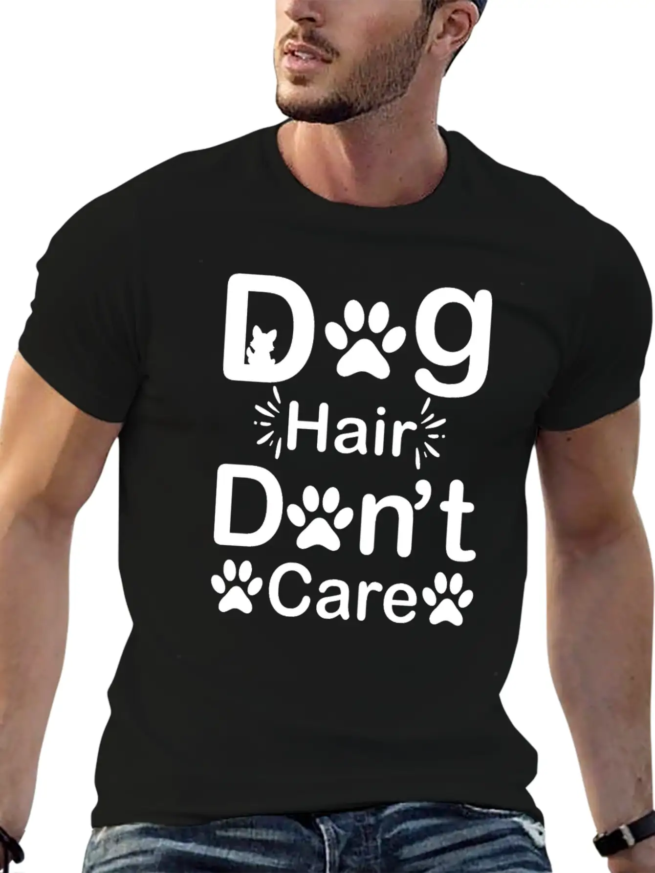 Dog Hair I Don't Care - Funny Cuddler Dog Groomer Stylish Everyday T-Shirt – Unisex Basic Cotton Tee