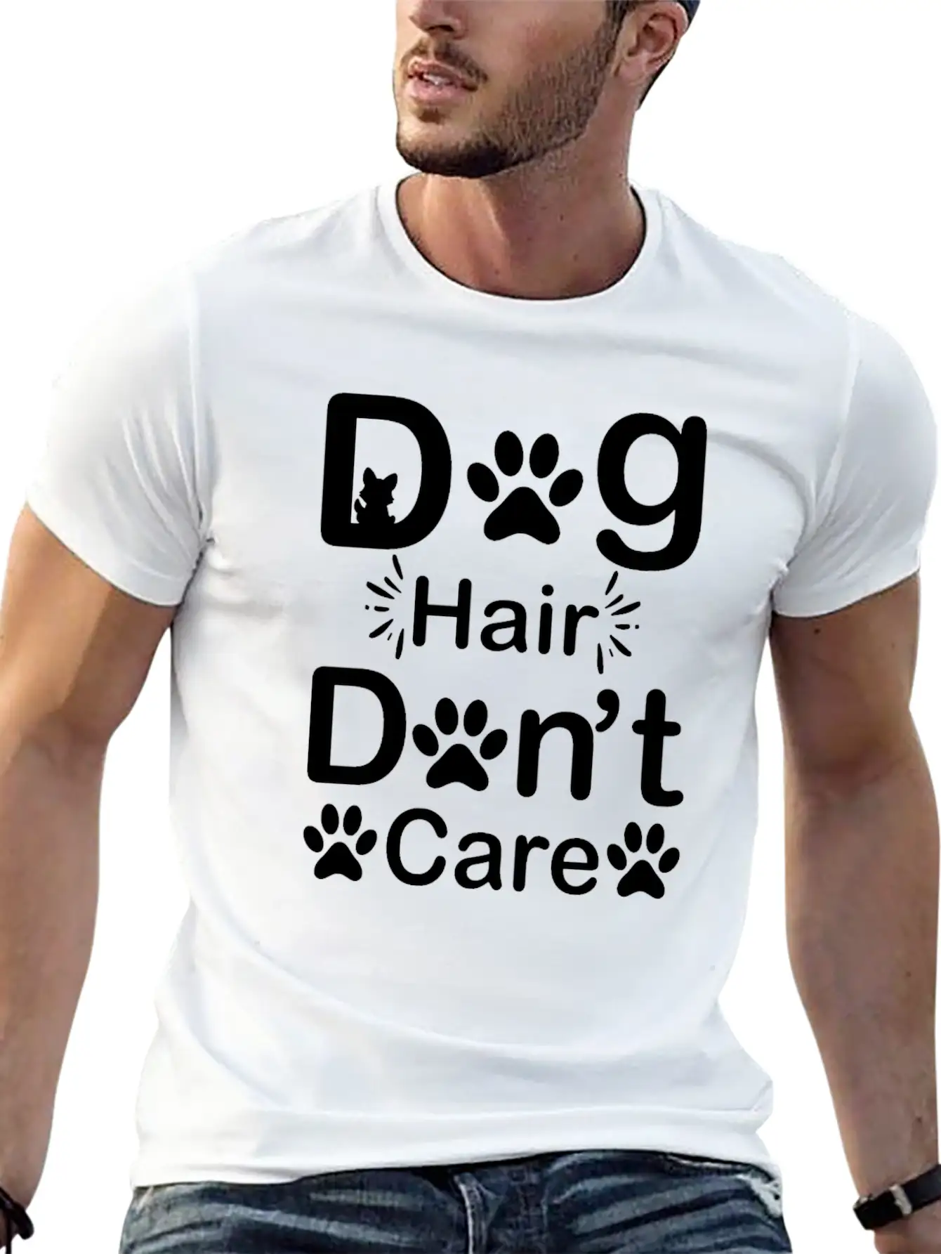 Dog Hair I Don't Care - Funny Cuddler Dog Groomer Stylish Everyday T-Shirt – Unisex Basic Cotton Tee