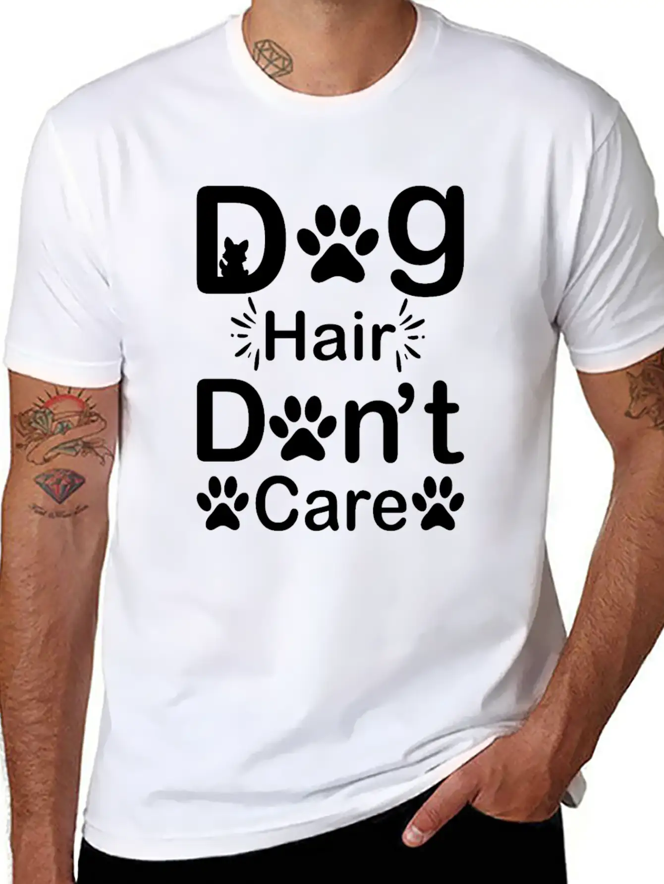 Dog Hair I Don't Care - Funny Cuddler Dog Groomer Stylish Everyday T-Shirt – Unisex Basic Cotton Tee