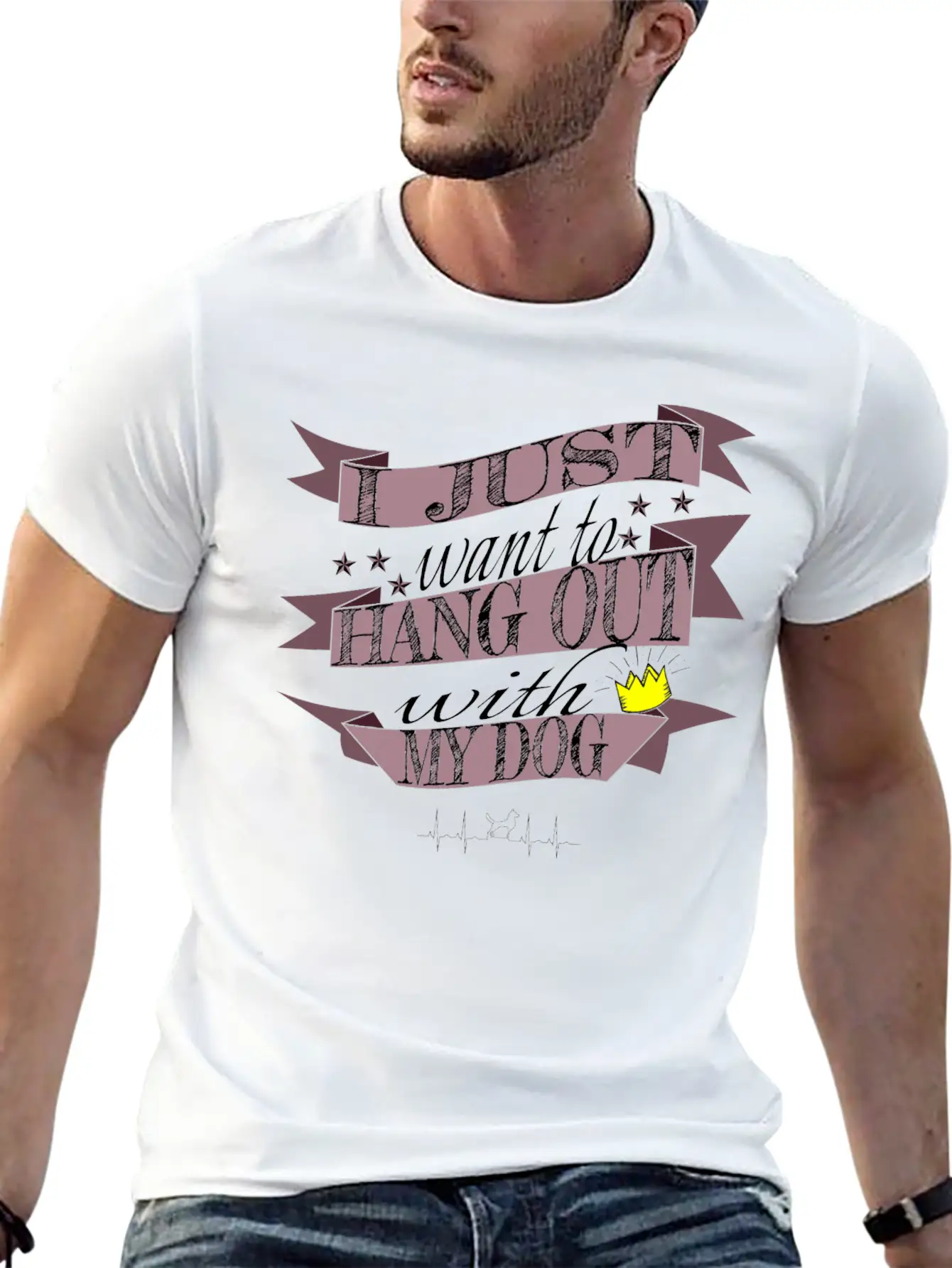 Dog - Hang Out With My Dog Stylish Everyday T-Shirt – Unisex Basic Cotton Tee