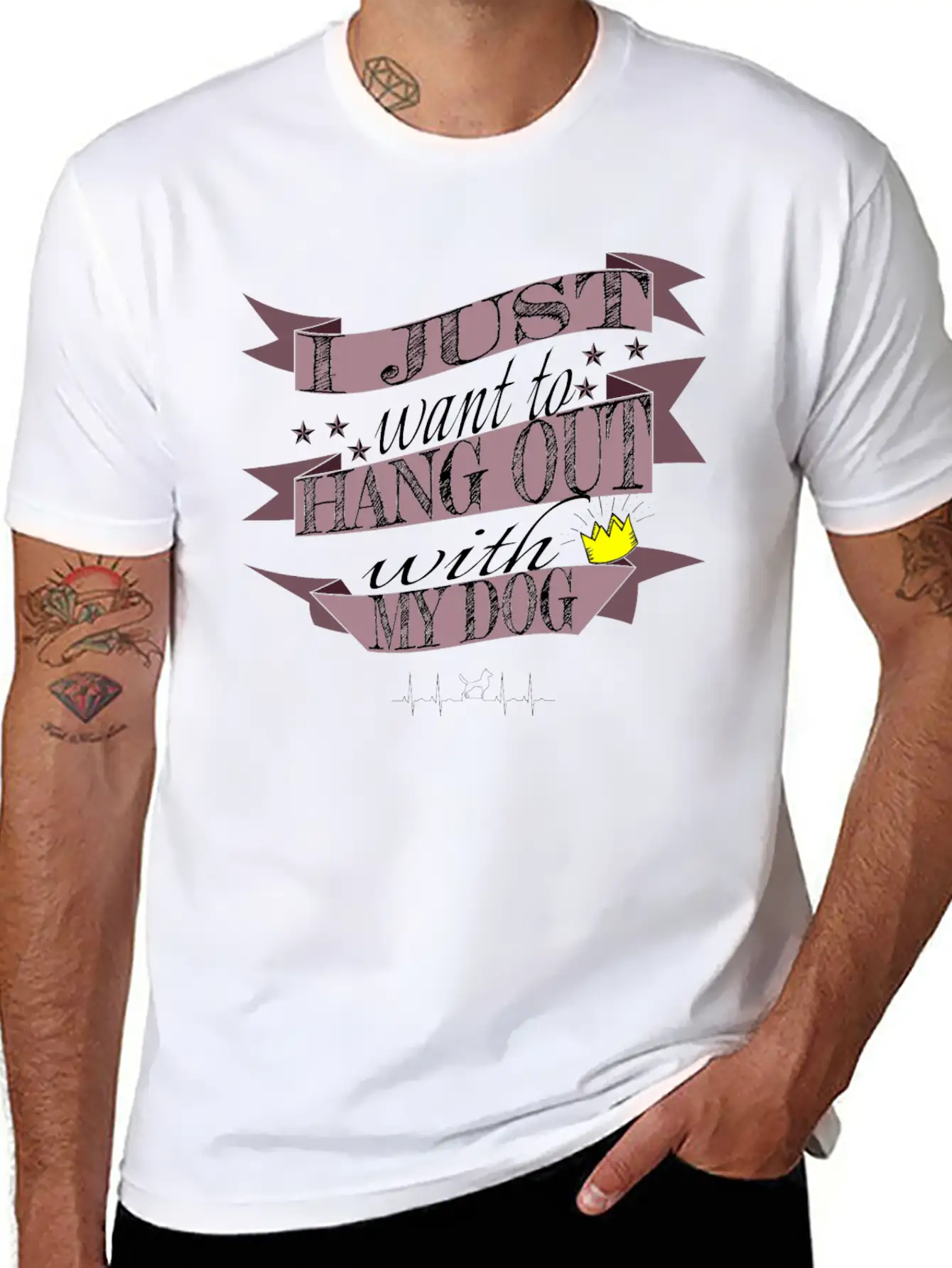 Dog - Hang Out With My Dog Stylish Everyday T-Shirt – Unisex Basic Cotton Tee