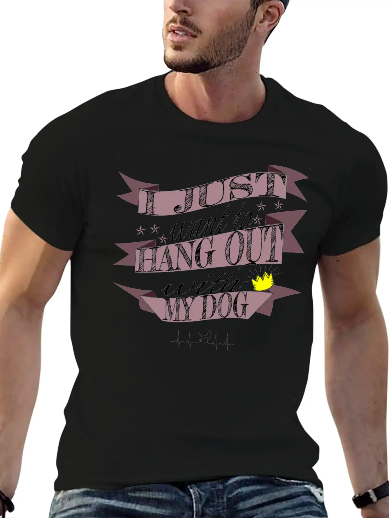 Dog - Hang Out With My Dog Stylish Everyday T-Shirt – Unisex Basic Cotton Tee