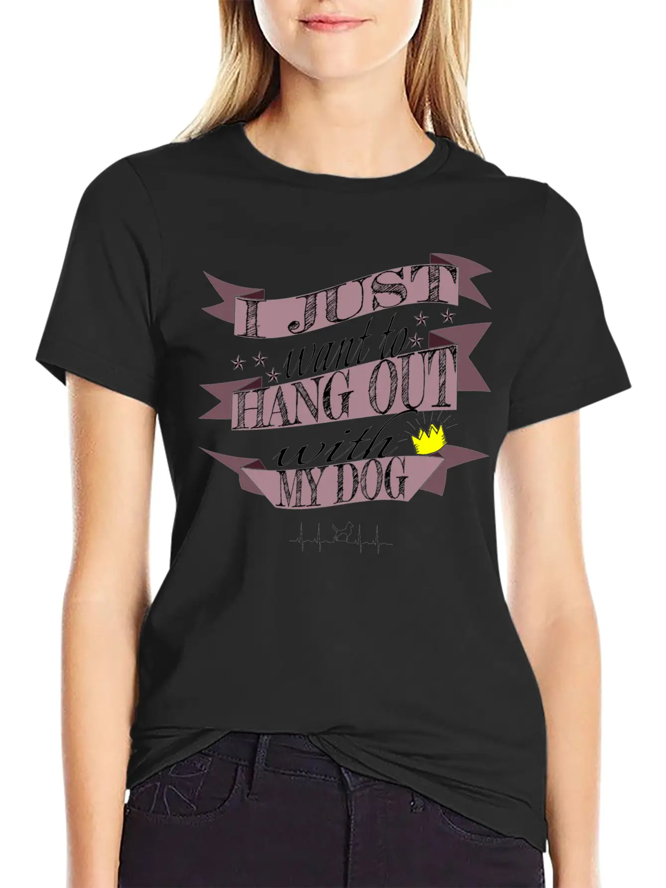 Dog - Hang Out With My Dog Stylish Everyday T-Shirt – Unisex Basic Cotton Tee