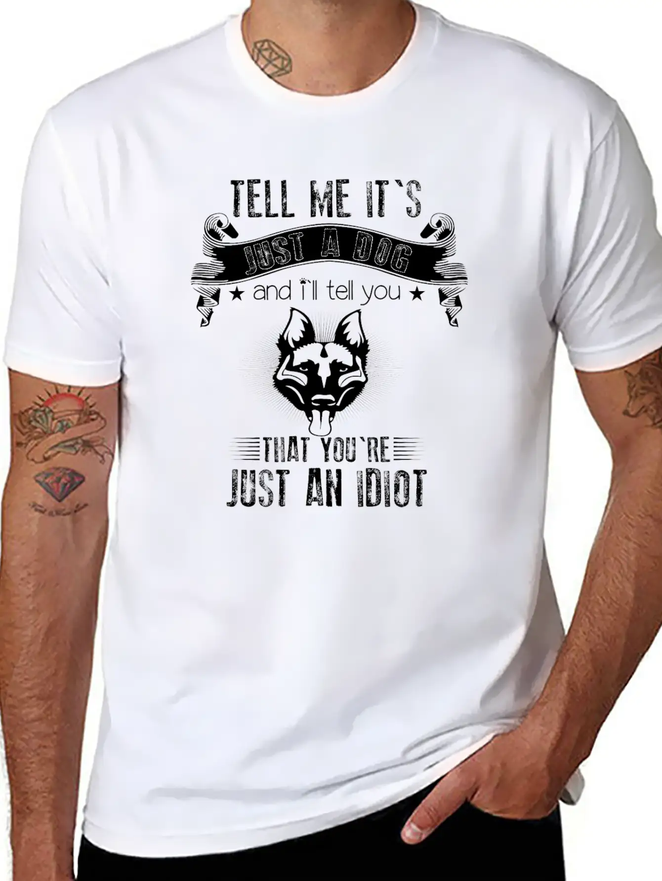 Dog Idiot Animals Dog Owner Dog Friend Animal Love Essential Unisex Summer Tee – Soft Cotton Casual Fit