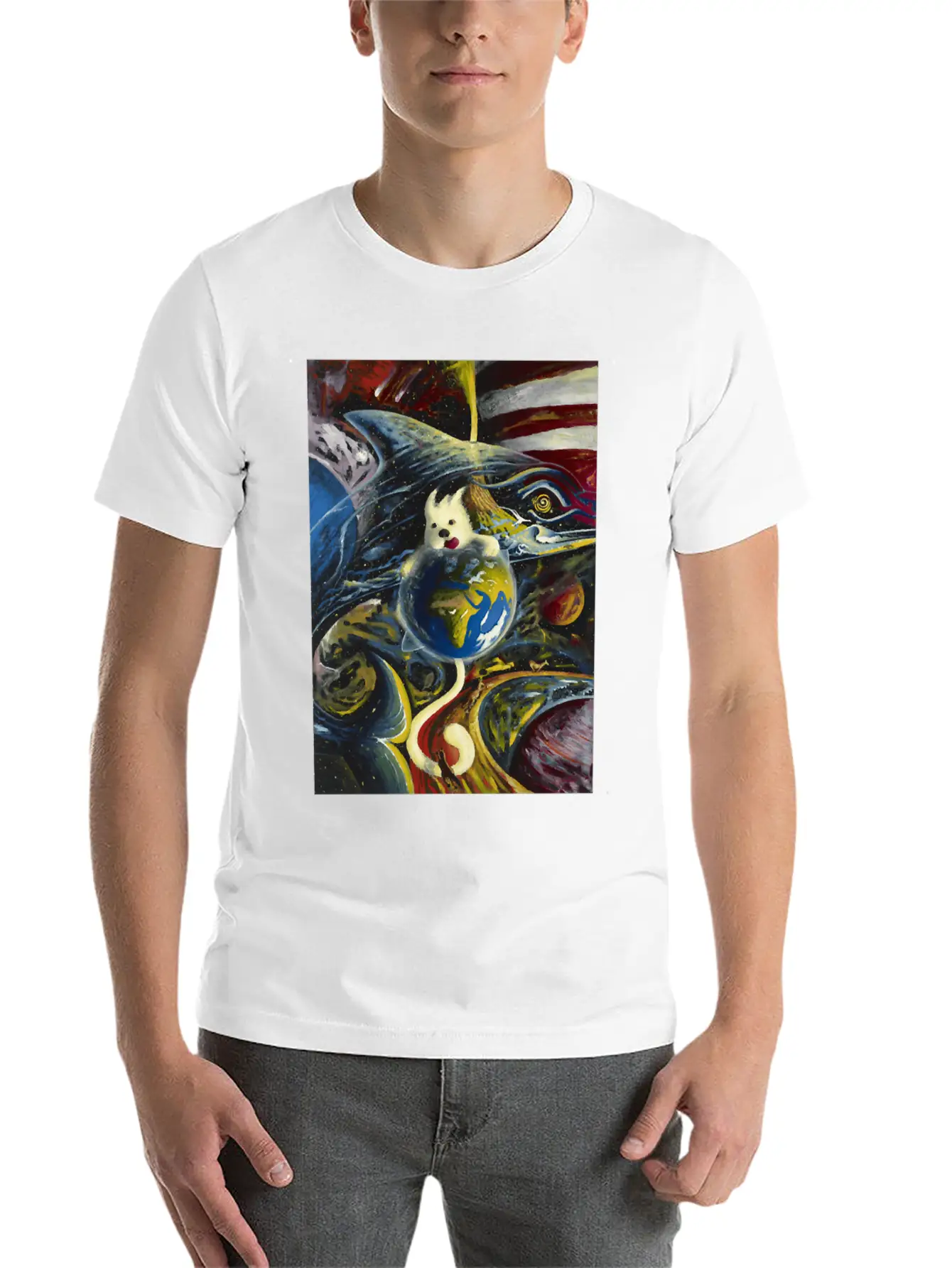Dog In Space Timeless Short Sleeve Tee – Comfy And Minimalist Design