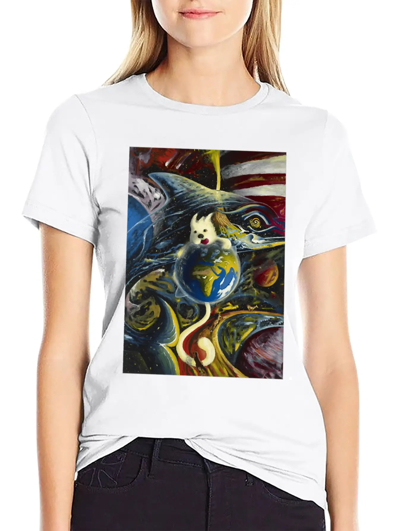 Dog In Space Timeless Short Sleeve Tee – Comfy And Minimalist Design