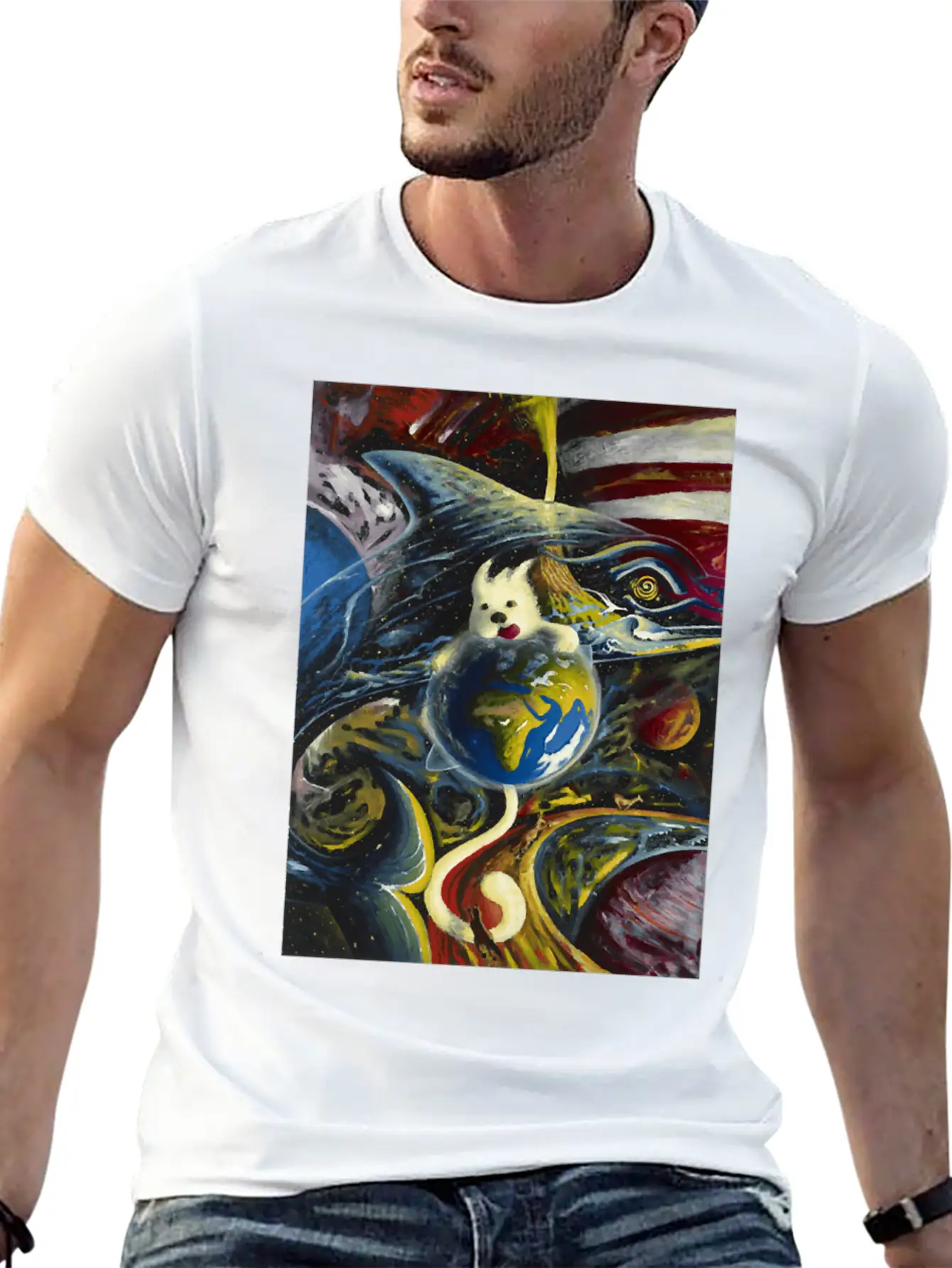 Dog In Space Timeless Short Sleeve Tee – Comfy And Minimalist Design