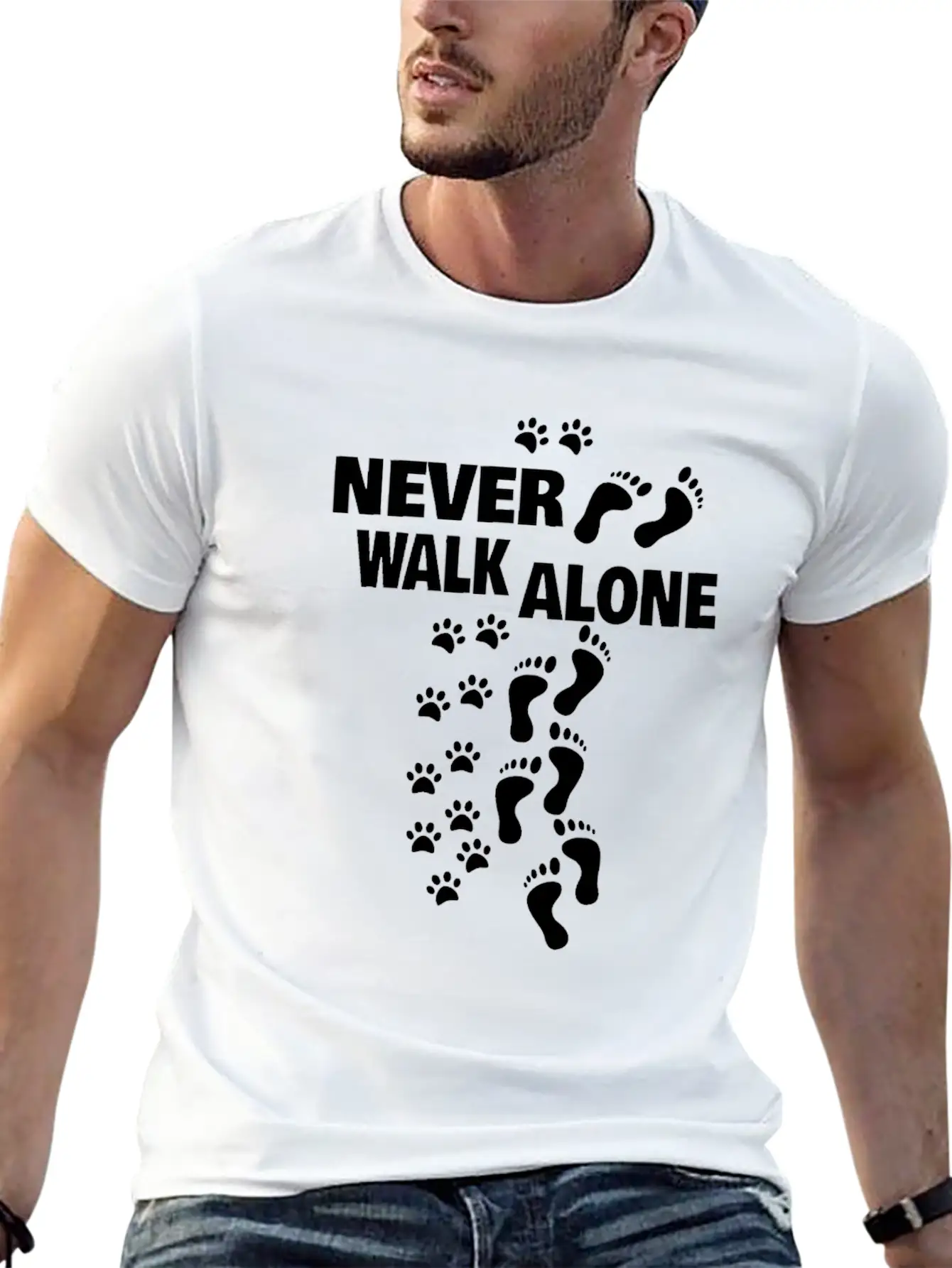 Dog Man Woman Walk The Dog Never Alone Gift Unisex Casual T-Shirt – Clean Design For Daily Comfort