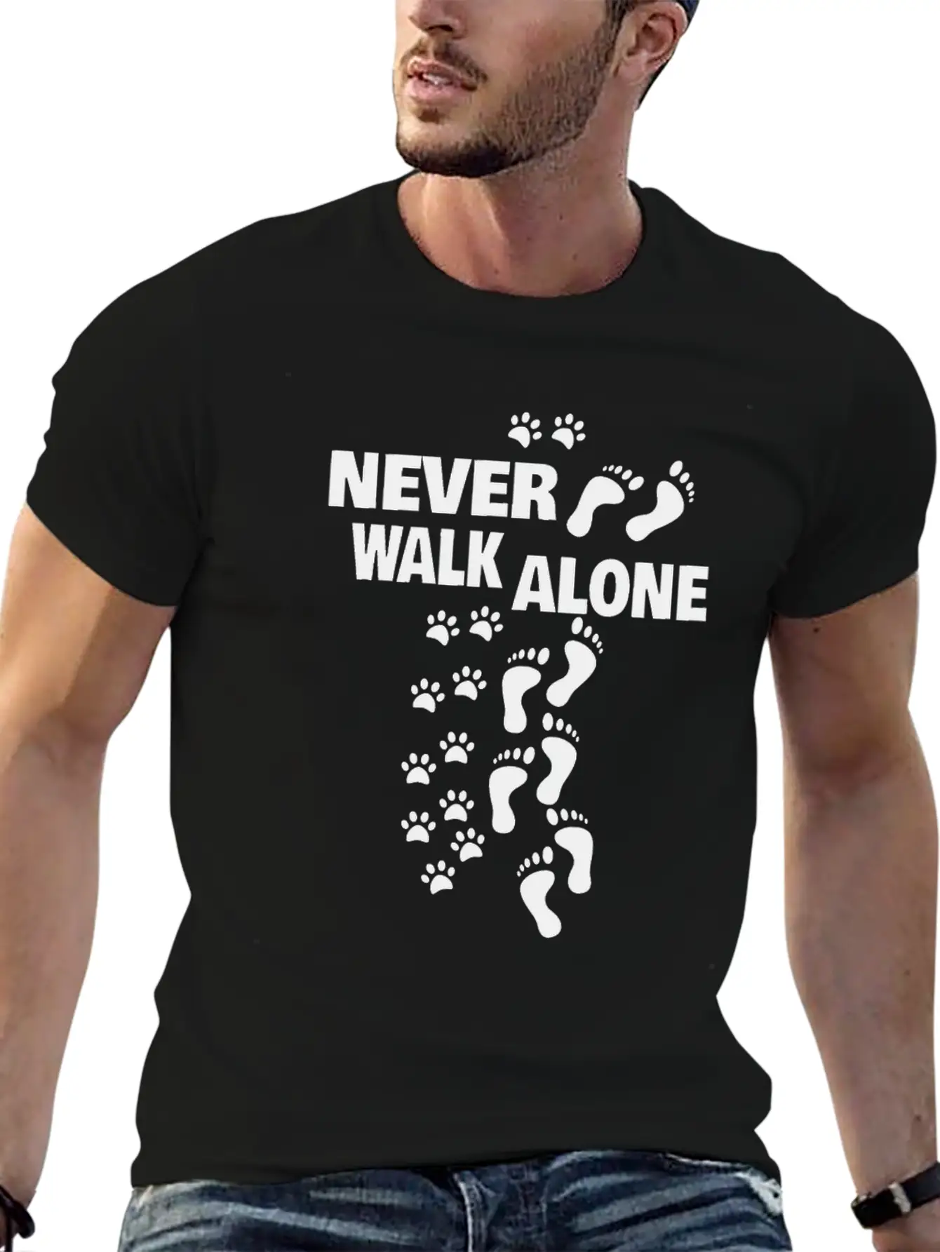 Dog Man Woman Walk The Dog Never Alone Gift Unisex Casual T-Shirt – Clean Design For Daily Comfort