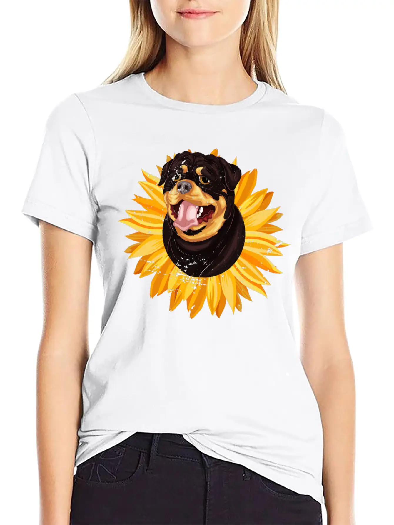 Dog Owner Cute Rottie Yellow Sunflower Rottweile Comfortable Minimalist Graphic Tee – Summer Style Essential