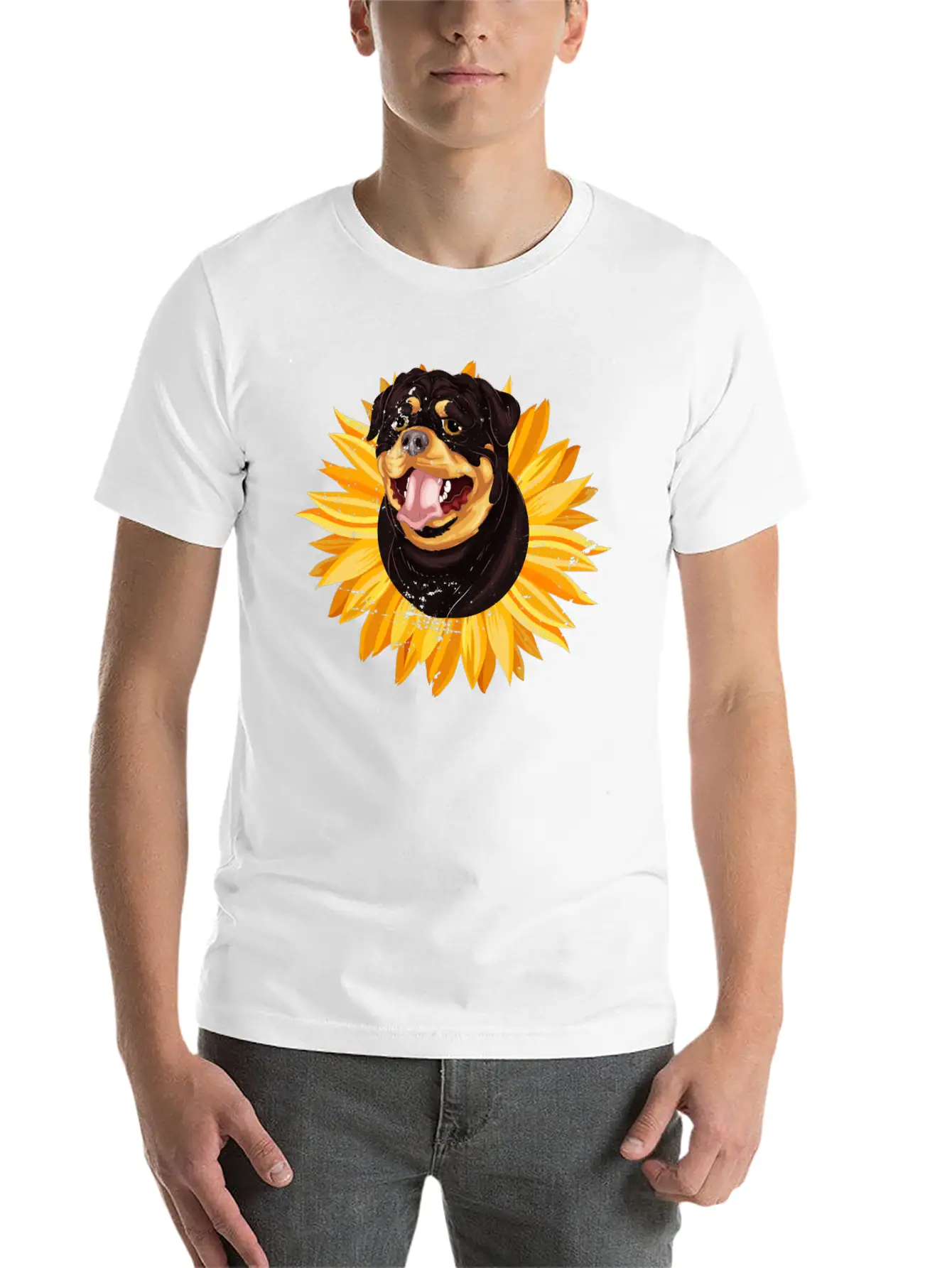 Dog Owner Cute Rottie Yellow Sunflower Rottweile Comfortable Minimalist Graphic Tee – Summer Style Essential