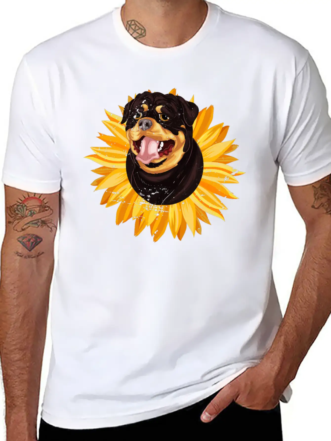 Dog Owner Cute Rottie Yellow Sunflower Rottweile Comfortable Minimalist Graphic Tee – Summer Style Essential