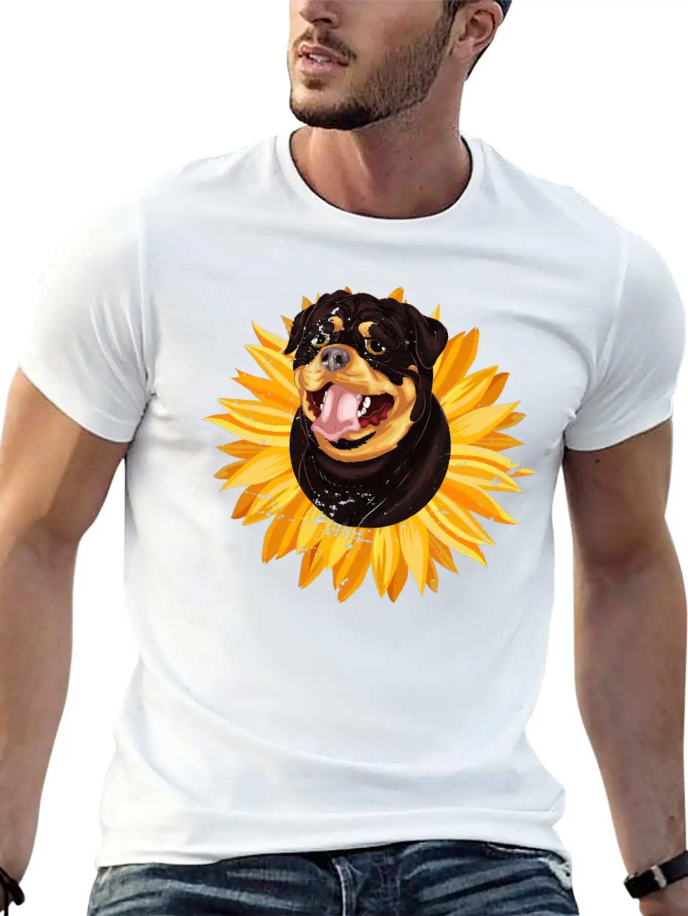 Dog Owner Cute Rottie Yellow Sunflower Rottweile Comfortable Minimalist Graphic Tee – Summer Style Essential