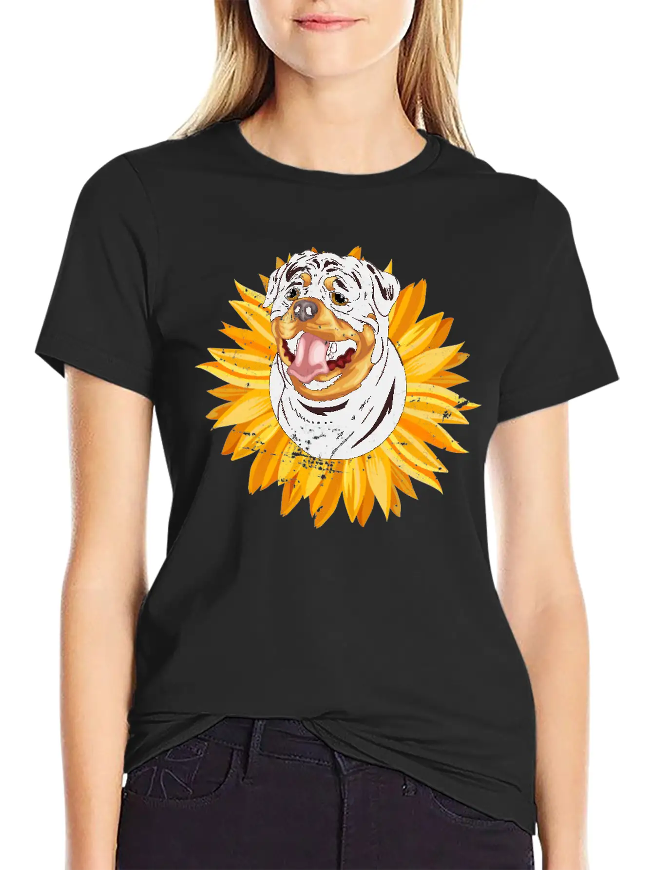 Dog Owner Cute Rottie Yellow Sunflower Rottweile Comfortable Minimalist Graphic Tee – Summer Style Essential