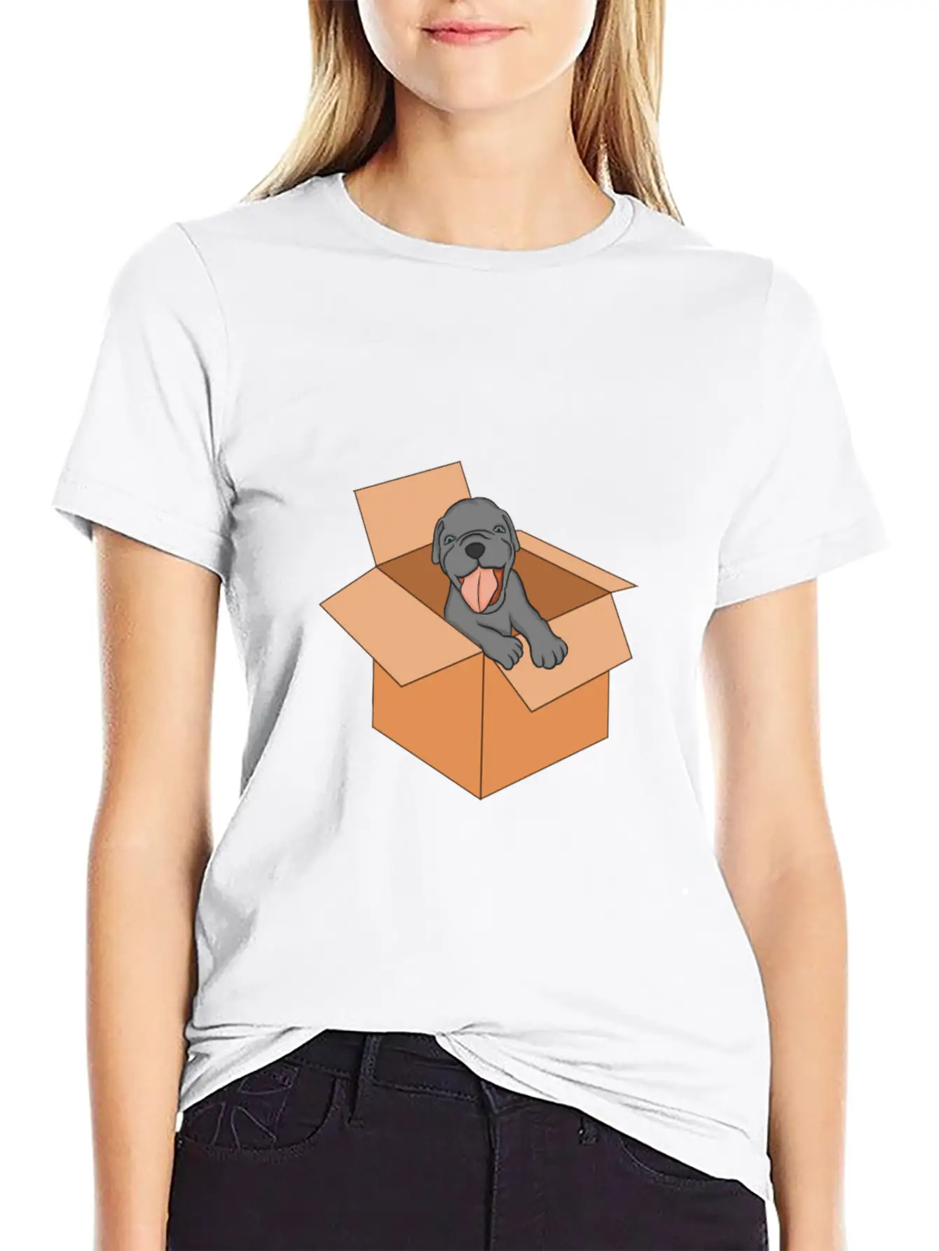 Dog Package Box Puppy Surprise Essential Unisex Summer Tee – Soft Cotton Casual Fit