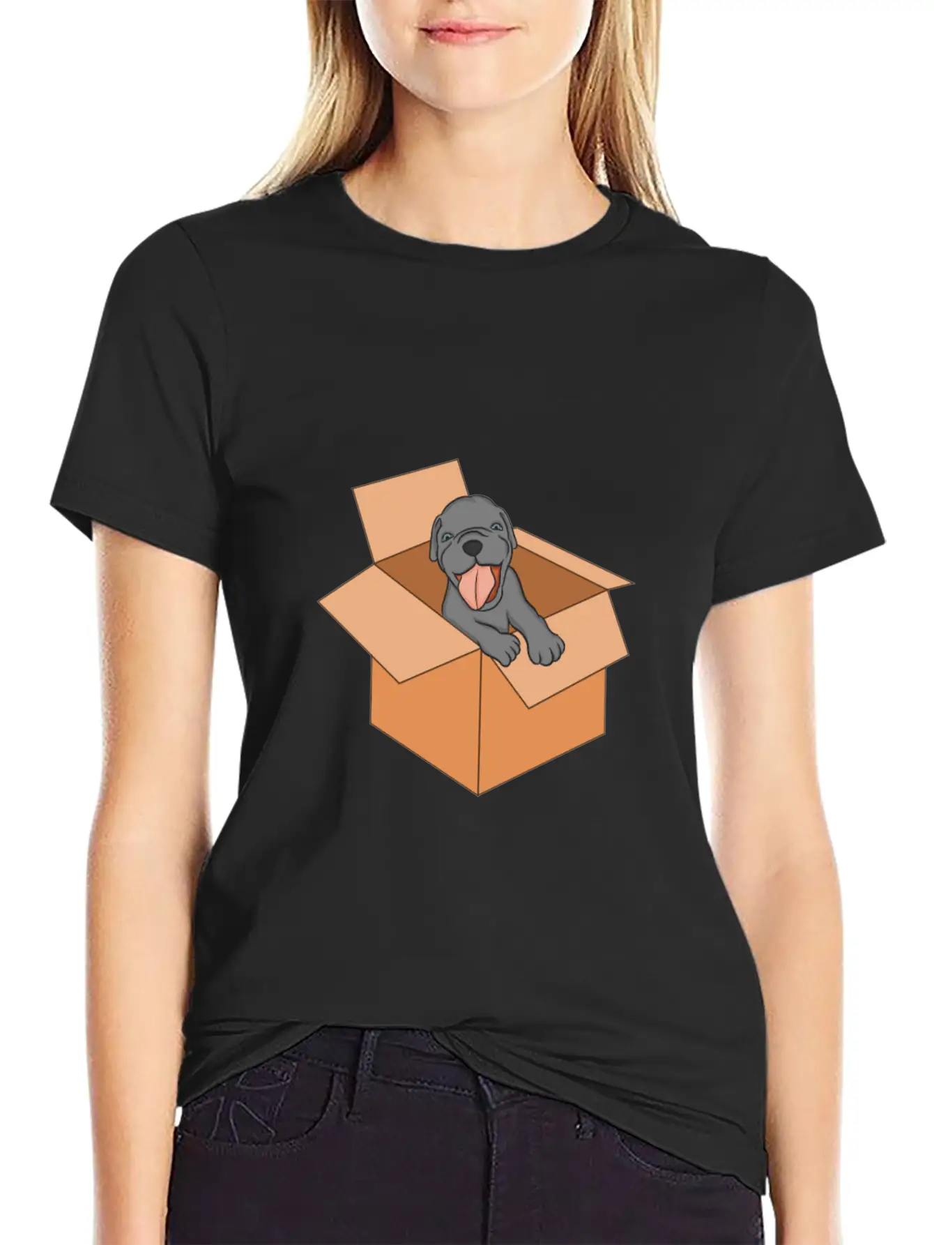 Dog Package Box Puppy Surprise Essential Unisex Summer Tee – Soft Cotton Casual Fit