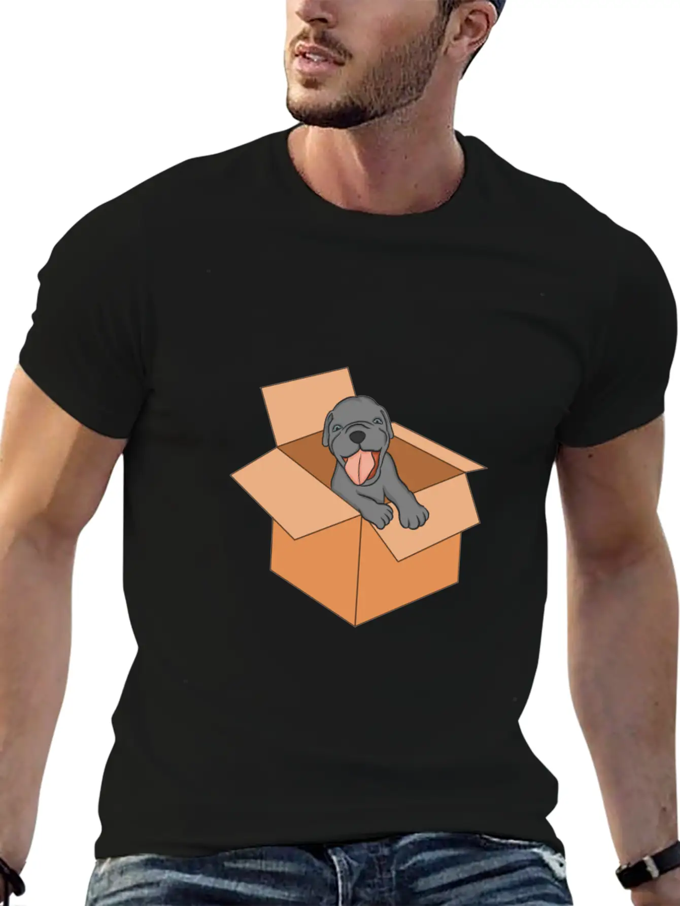 Dog Package Box Puppy Surprise Essential Unisex Summer Tee – Soft Cotton Casual Fit