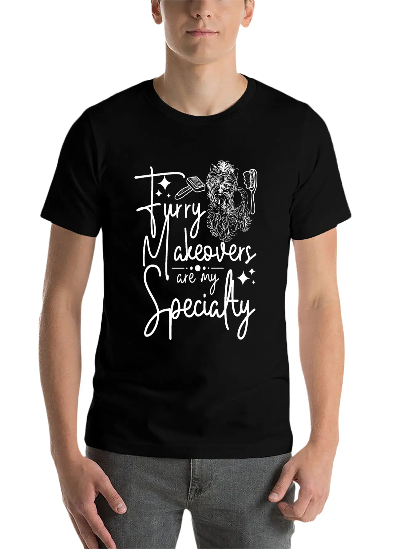Dog Pet Grooming, Furry Makeovers Are My Specialty Stylish Everyday T-Shirt – Unisex Basic Cotton Tee