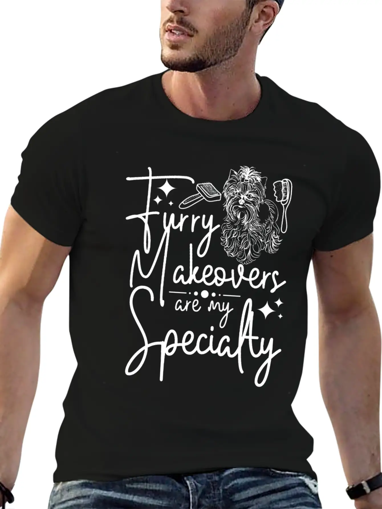 Dog Pet Grooming, Furry Makeovers Are My Specialty Stylish Everyday T-Shirt – Unisex Basic Cotton Tee