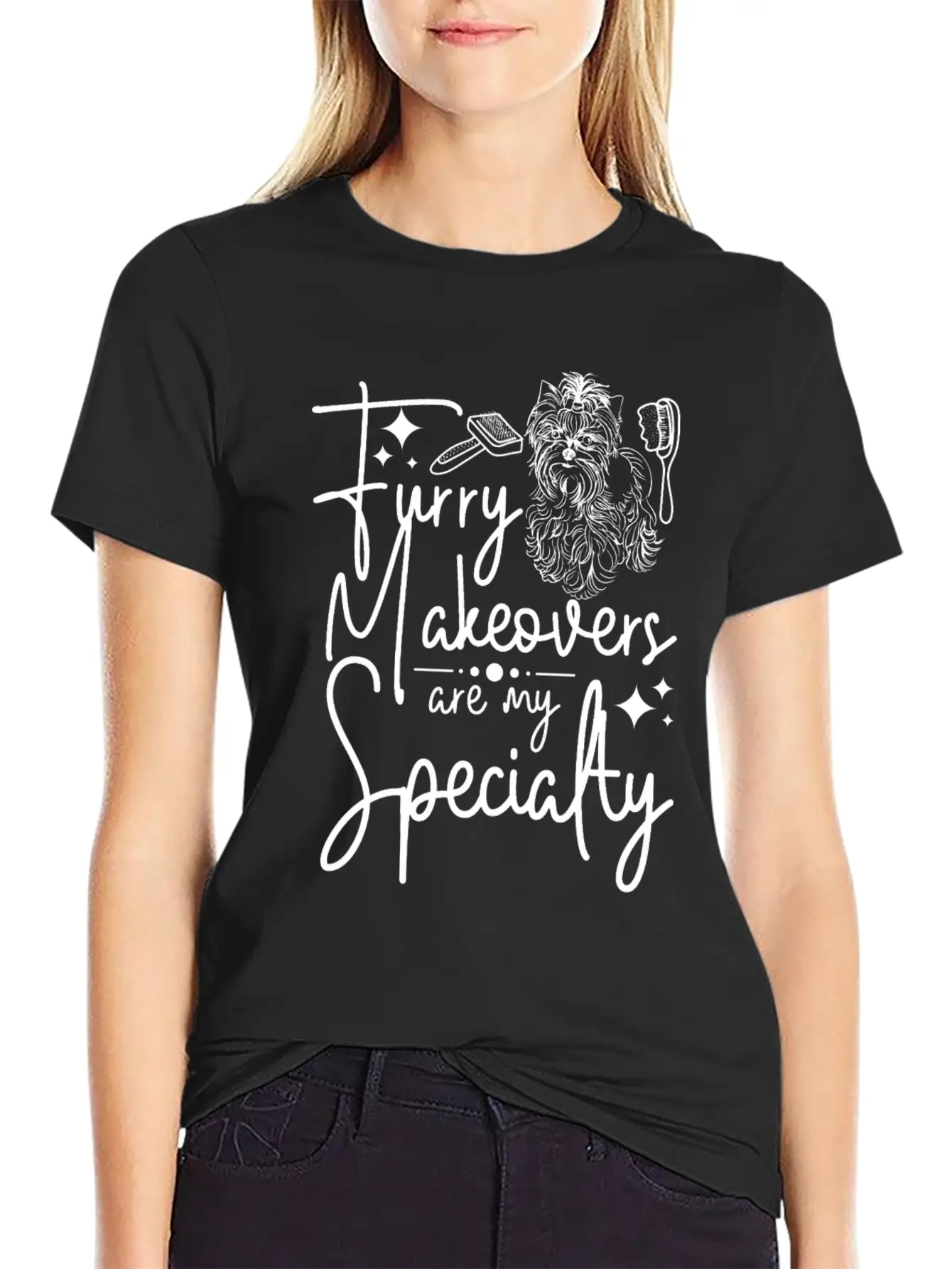 Dog Pet Grooming, Furry Makeovers Are My Specialty Stylish Everyday T-Shirt – Unisex Basic Cotton Tee