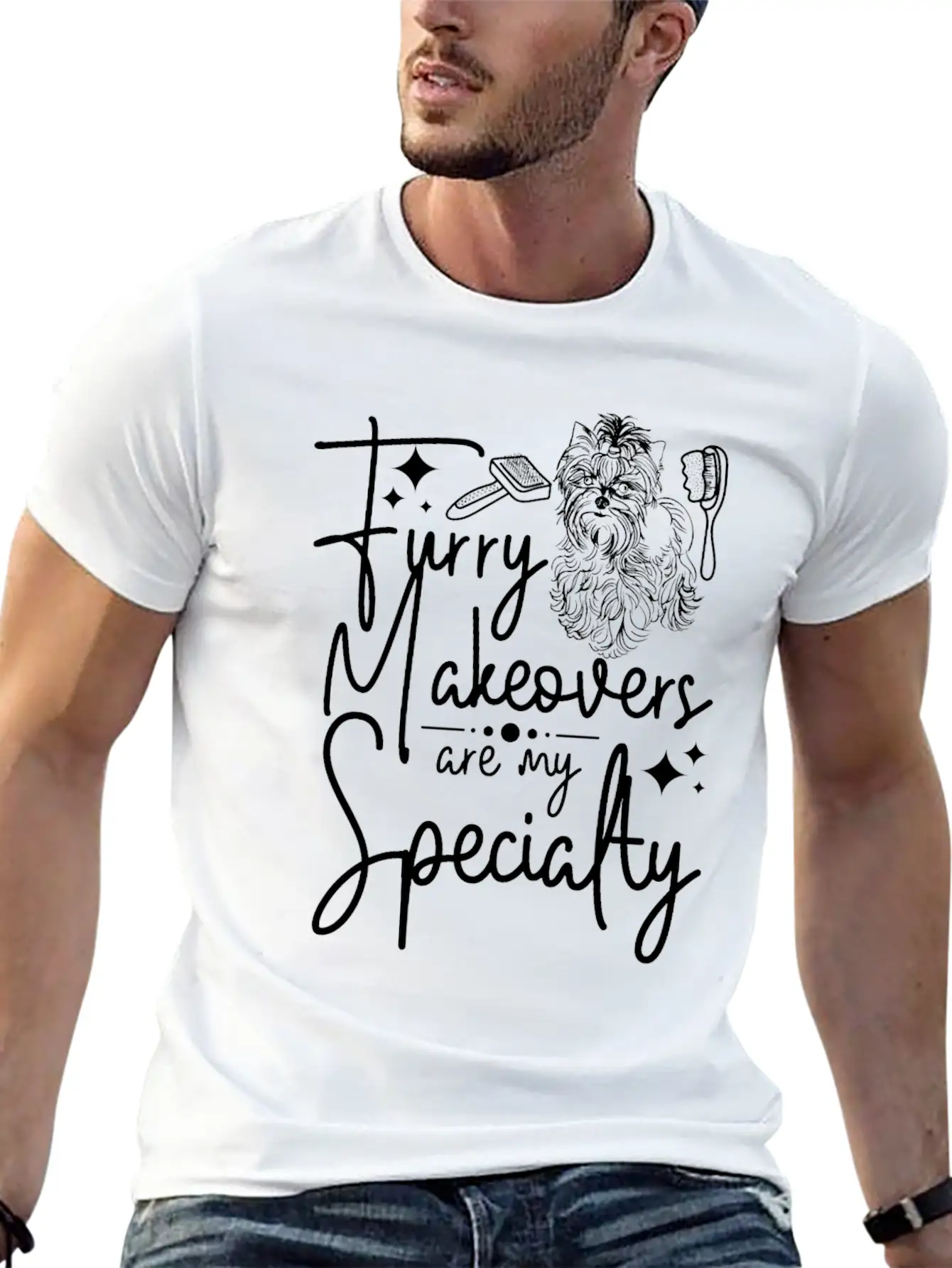 Dog Pet Grooming, Furry Makeovers Are My Specialty Stylish Everyday T-Shirt – Unisex Basic Cotton Tee