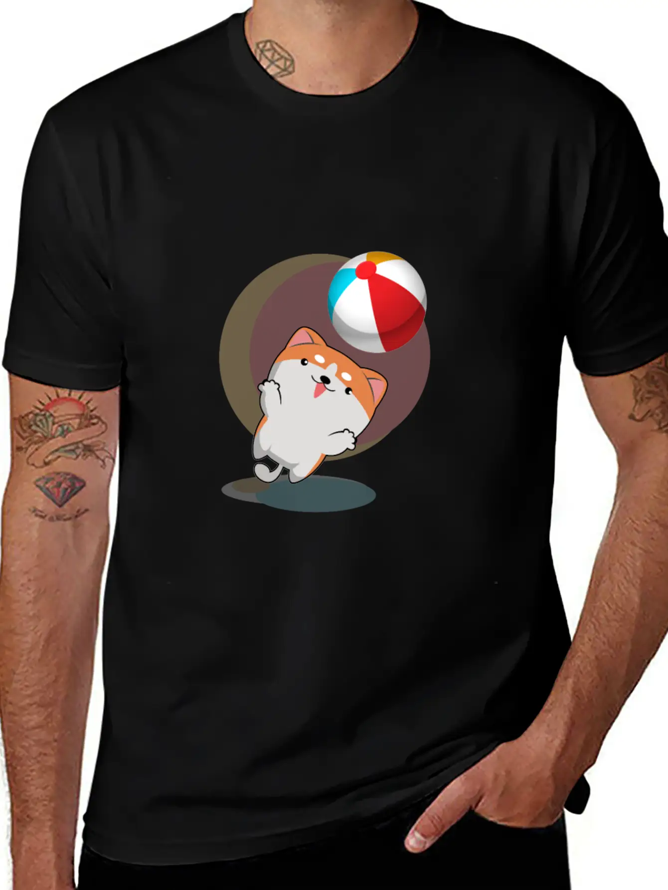 Dog Playing With Ball Comfortable Minimalist Graphic Tee – Summer Style Essential