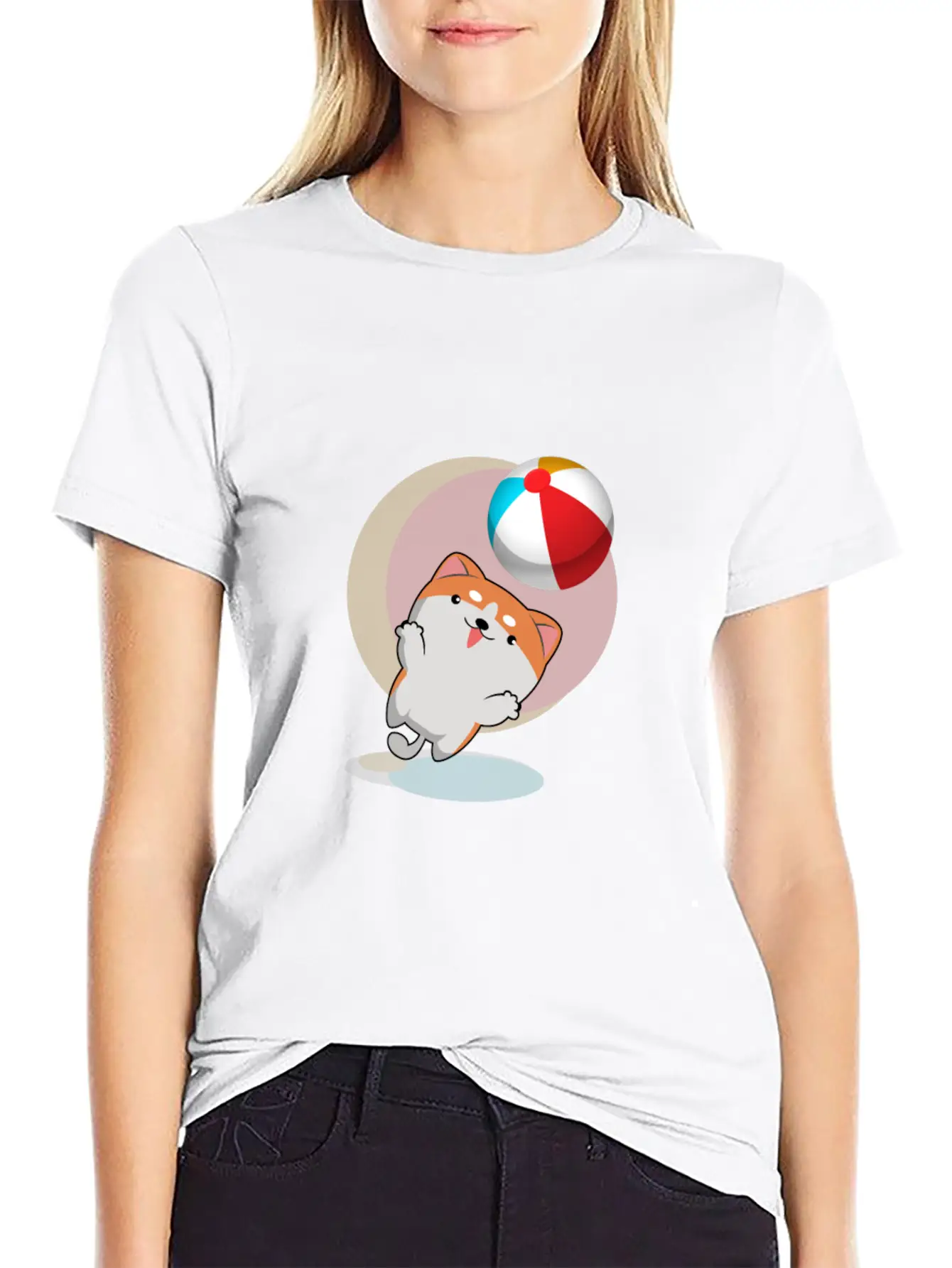 Dog Playing With Ball Comfortable Minimalist Graphic Tee – Summer Style Essential