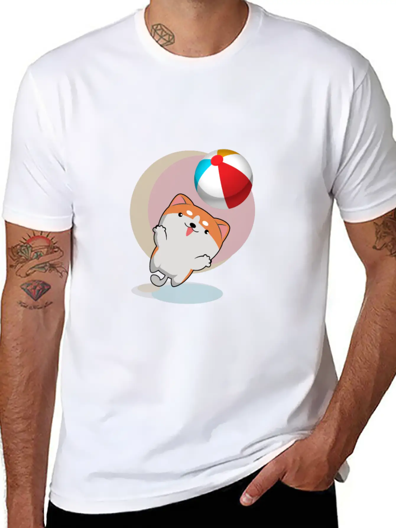 Dog Playing With Ball Comfortable Minimalist Graphic Tee – Summer Style Essential