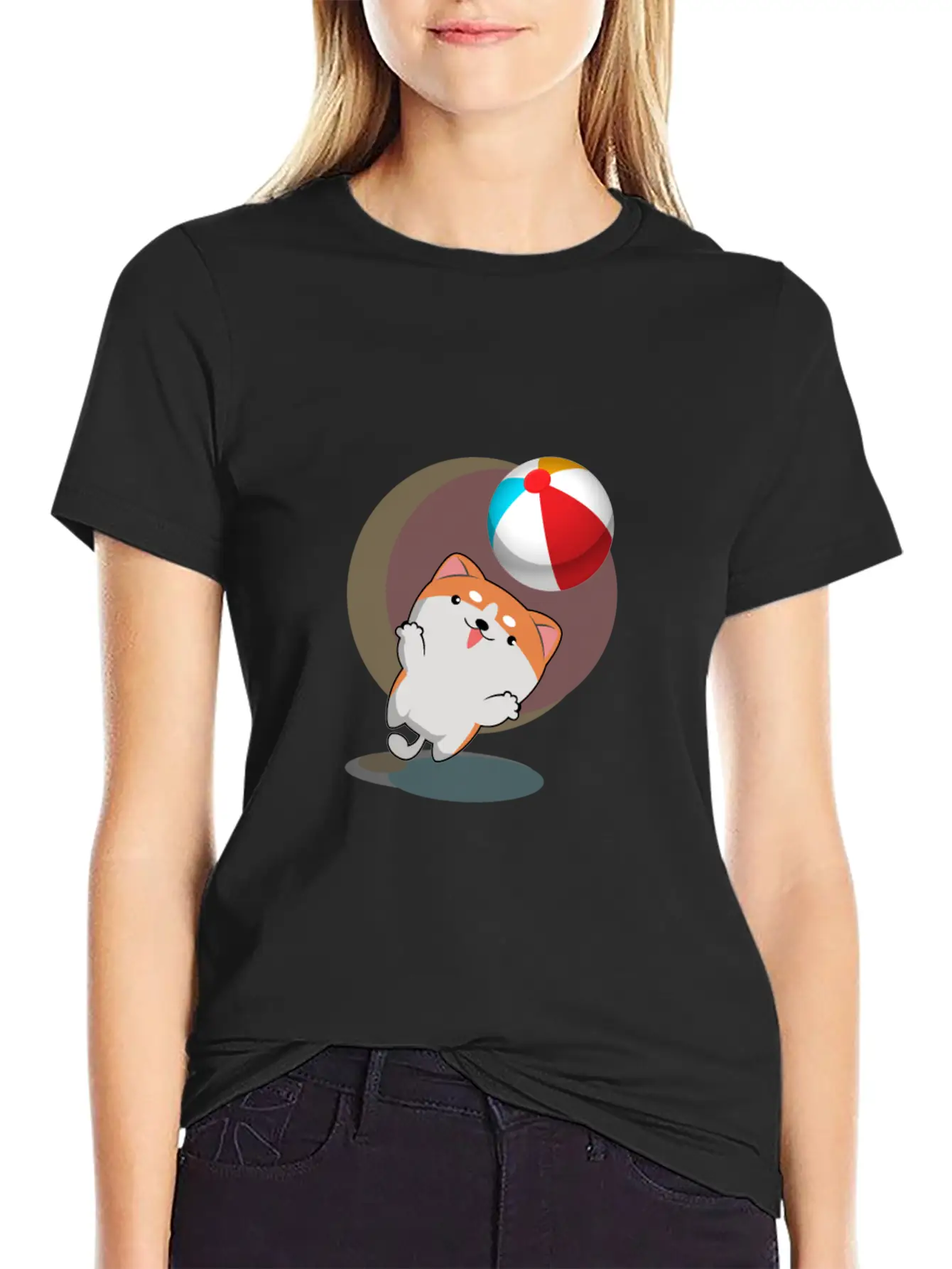 Dog Playing With Ball Comfortable Minimalist Graphic Tee – Summer Style Essential