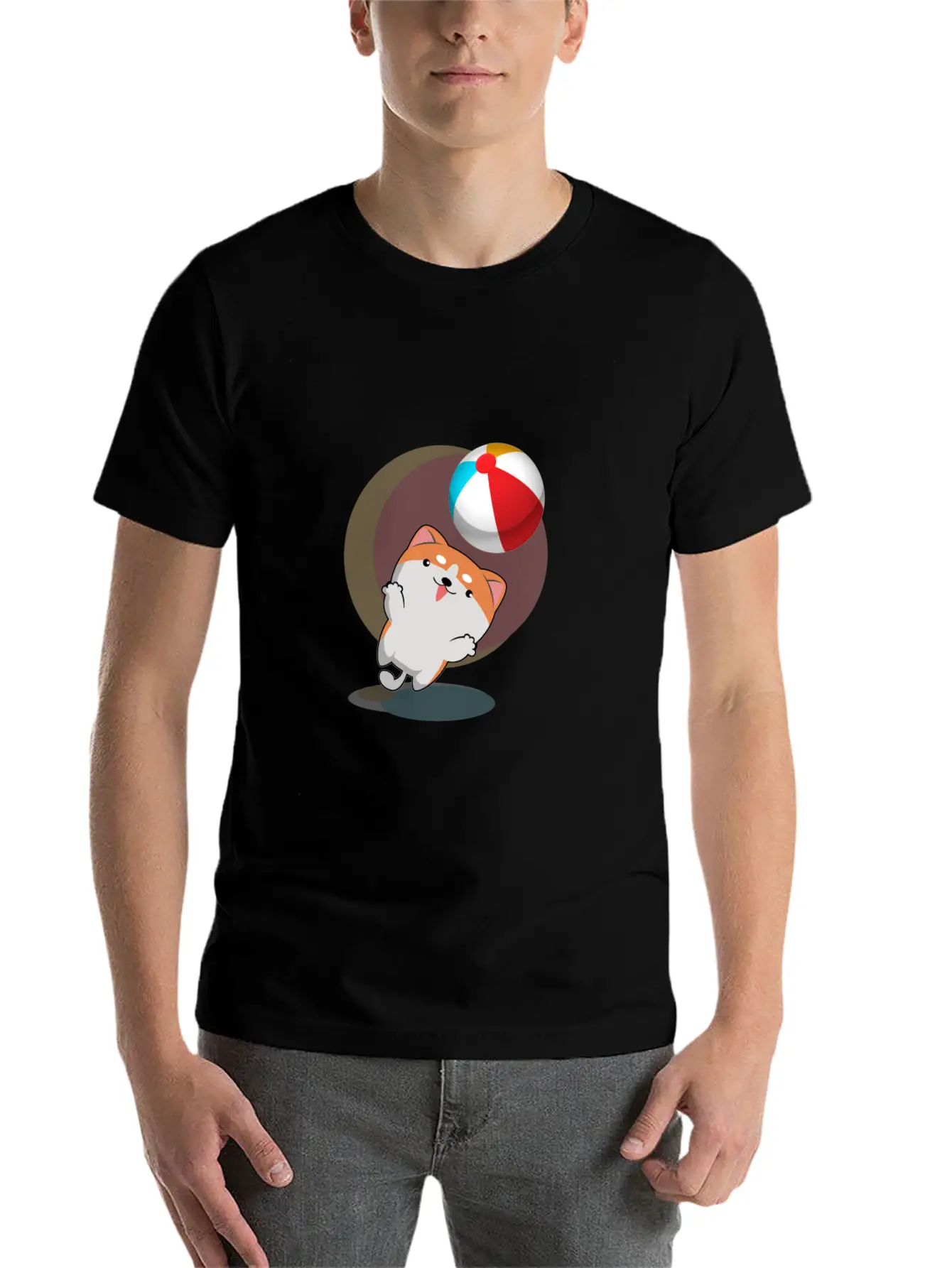 Dog Playing With Ball Comfortable Minimalist Graphic Tee – Summer Style Essential