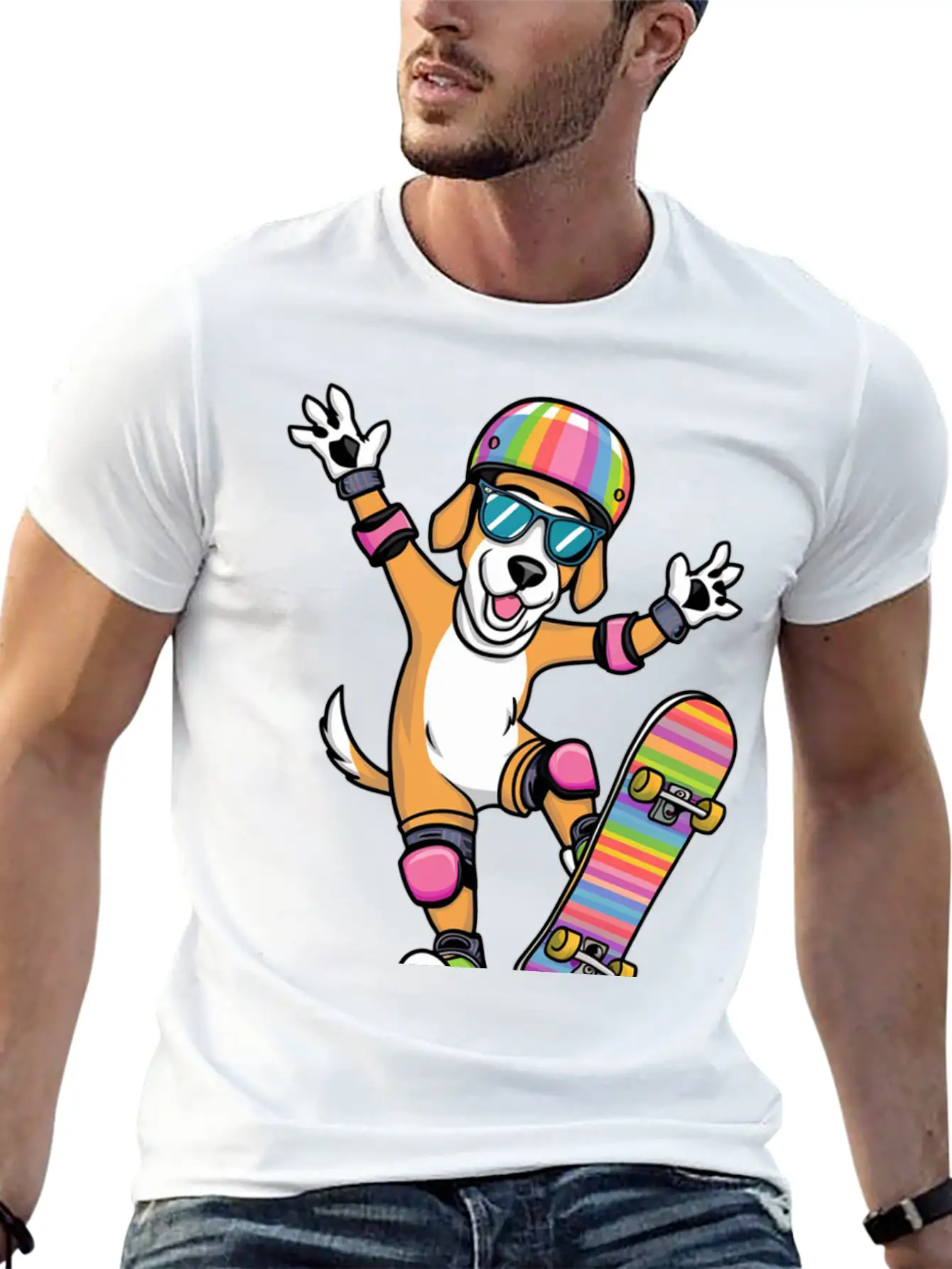 Dog SKATEBOARD Basic Graphic T-Shirt – Daily Comfort In Soft Cotton