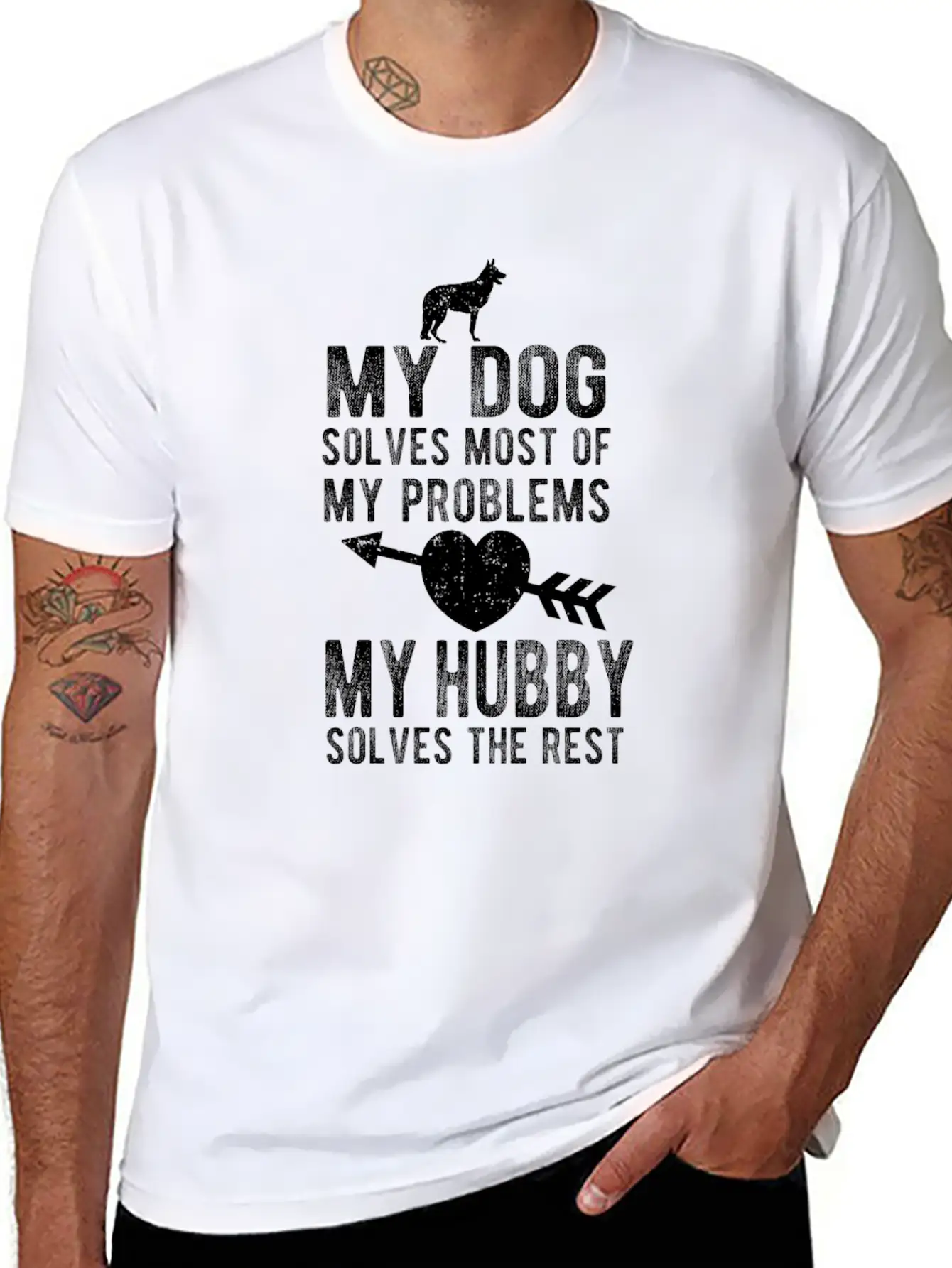 Dog Solve Problem Hubby Solve Rest Cute Puppy Love Essential Unisex Summer Tee – Soft Cotton Casual Fit