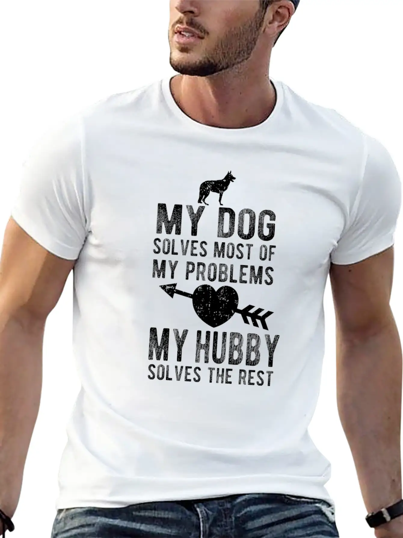 Dog Solve Problem Hubby Solve Rest Cute Puppy Love Essential Unisex Summer Tee – Soft Cotton Casual Fit
