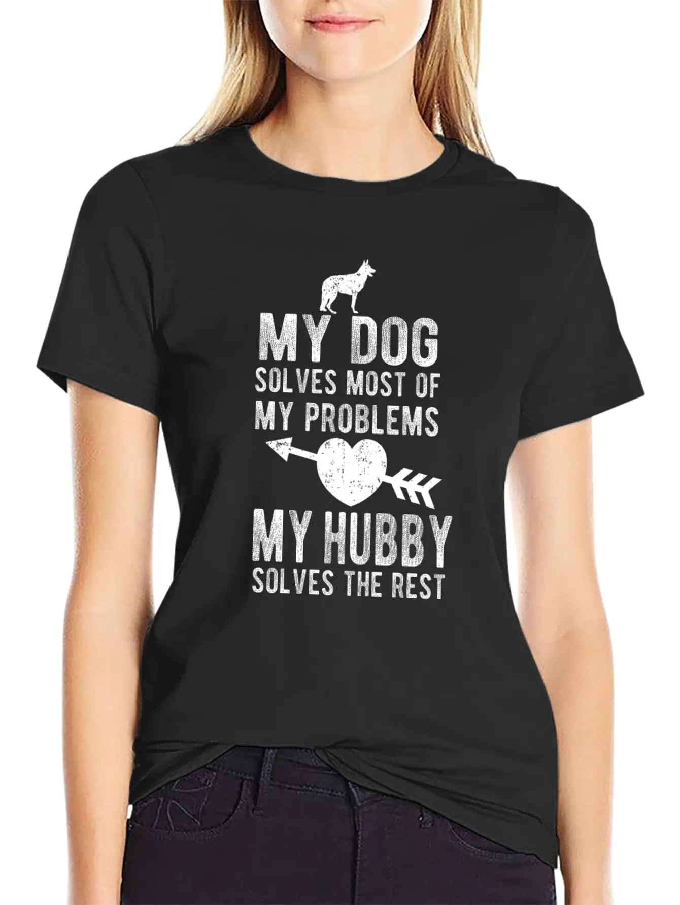 Dog Solve Problem Hubby Solve Rest Cute Puppy Love Essential Unisex Summer Tee – Soft Cotton Casual Fit