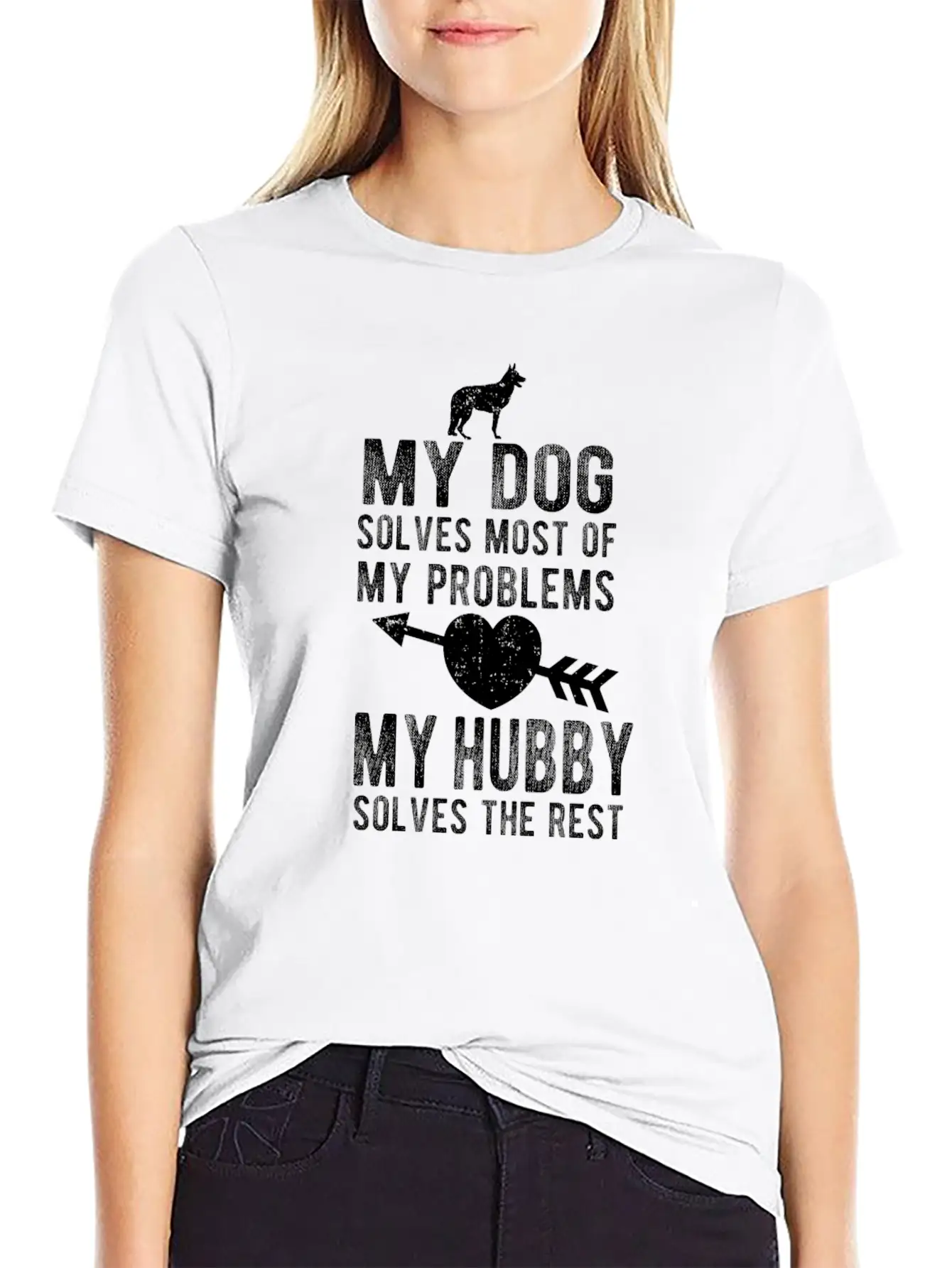 Dog Solve Problem Hubby Solve Rest Cute Puppy Love Essential Unisex Summer Tee – Soft Cotton Casual Fit