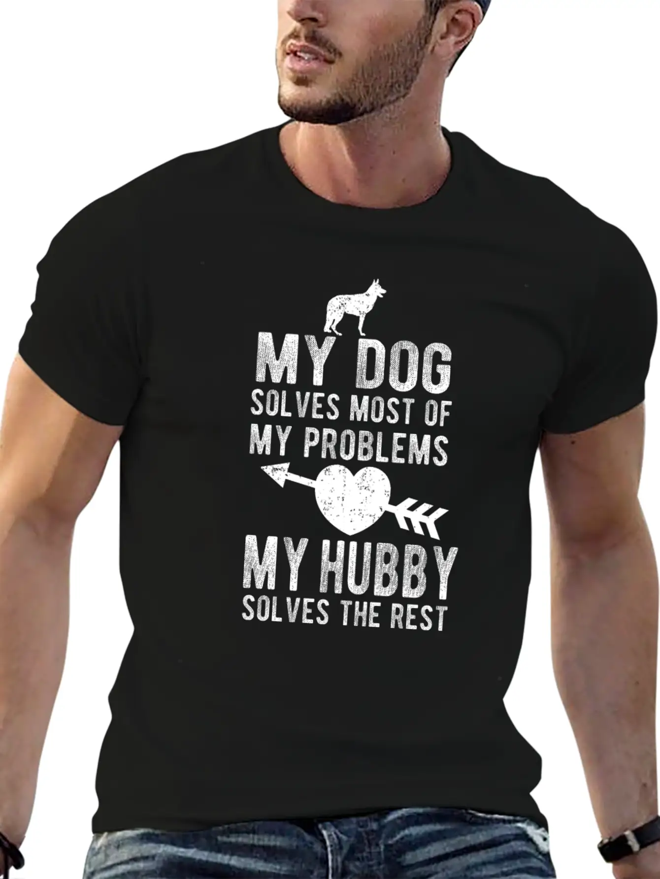 Dog Solve Problem Hubby Solve Rest Cute Puppy Love Essential Unisex Summer Tee – Soft Cotton Casual Fit