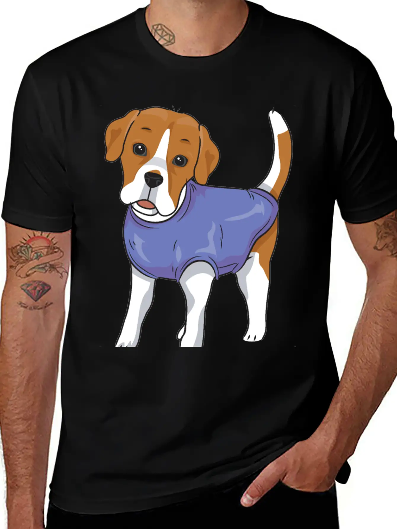 Dog- Standing Dog Wearing Shirt Basic Graphic T-Shirt – Daily Comfort In Soft Cotton