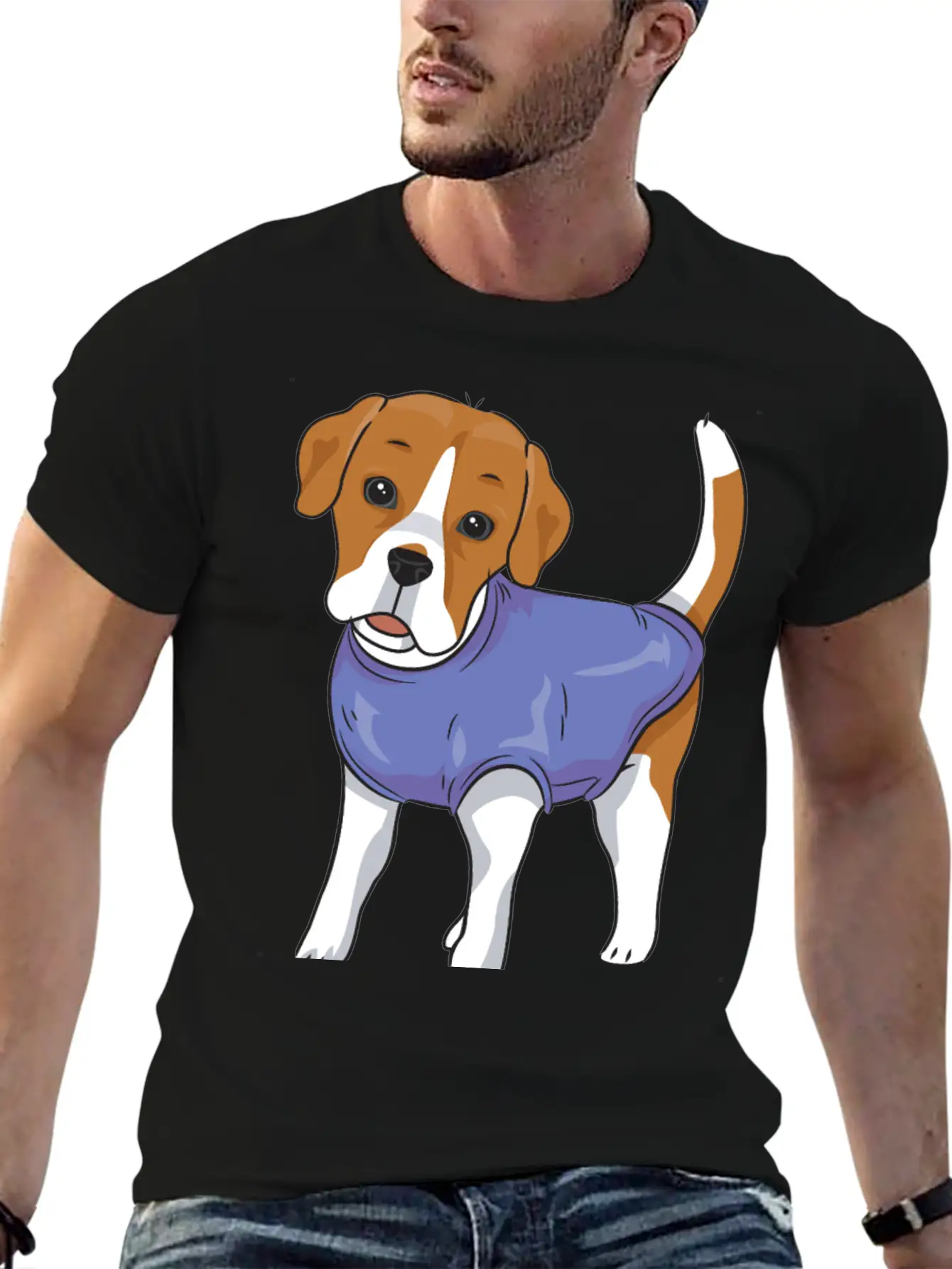 Dog- Standing Dog Wearing Shirt Basic Graphic T-Shirt – Daily Comfort In Soft Cotton