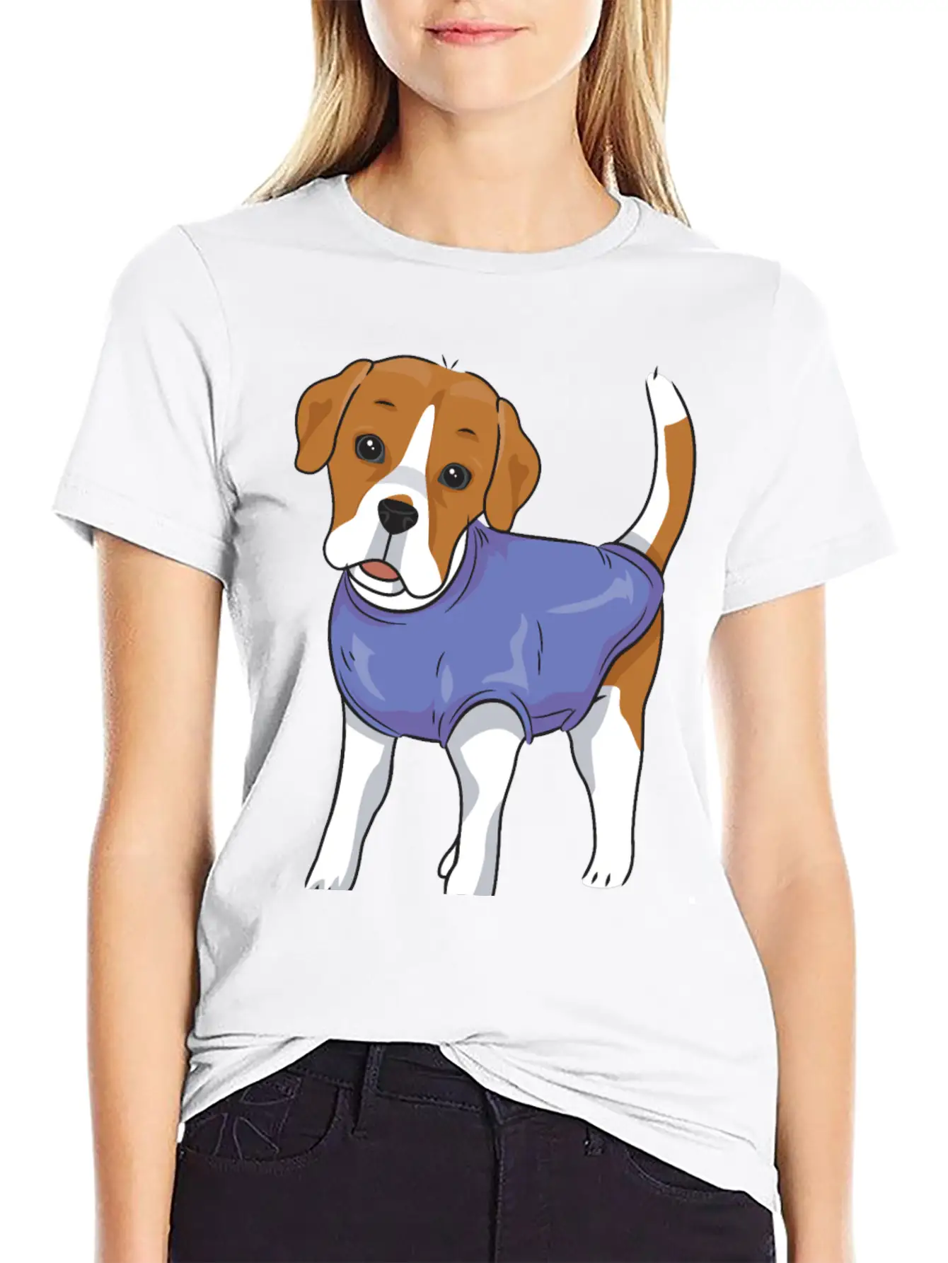 Dog- Standing Dog Wearing Shirt Basic Graphic T-Shirt – Daily Comfort In Soft Cotton