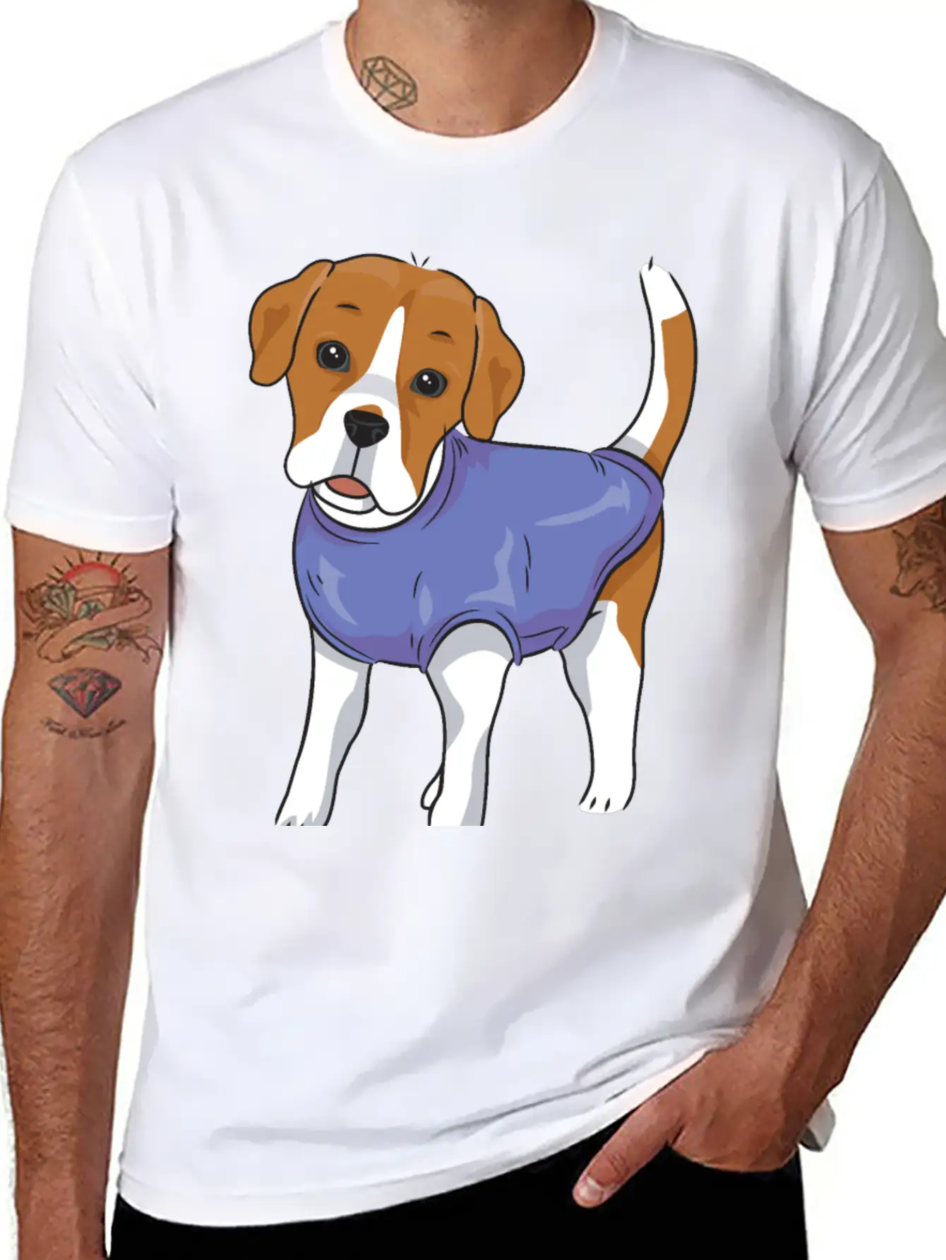 Dog- Standing Dog Wearing Shirt Basic Graphic T-Shirt – Daily Comfort In Soft Cotton