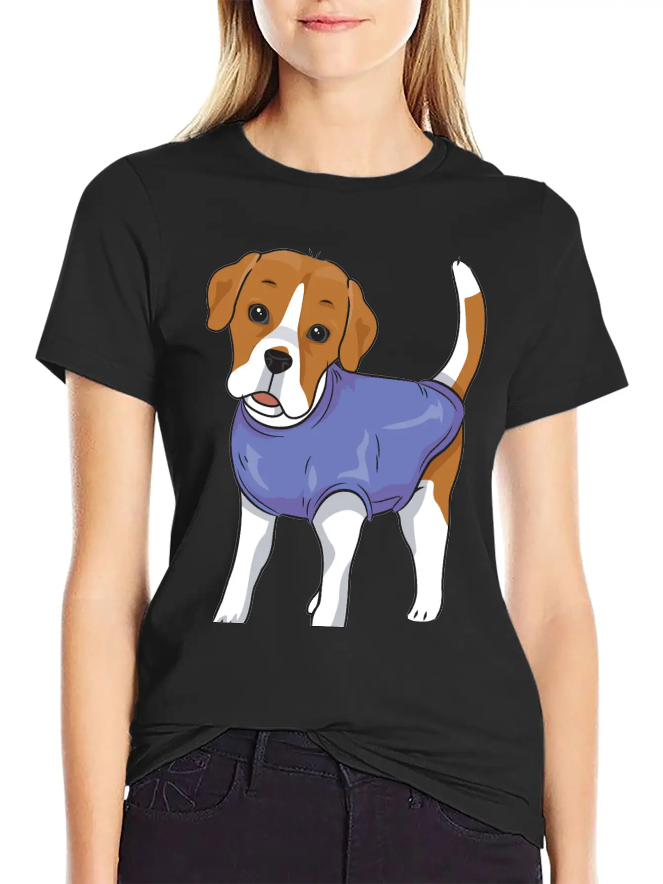 Dog- Standing Dog Wearing Shirt Basic Graphic T-Shirt – Daily Comfort In Soft Cotton