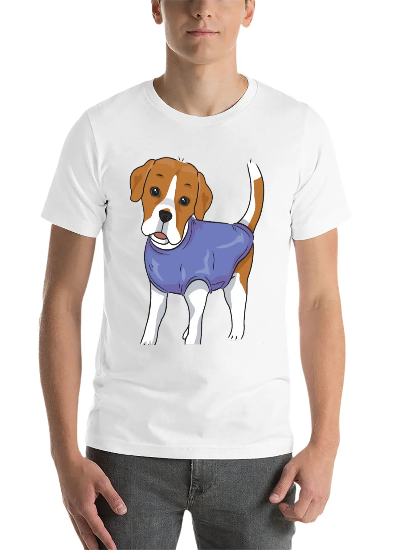 Dog- Standing Dog Wearing Shirt Basic Graphic T-Shirt – Daily Comfort In Soft Cotton