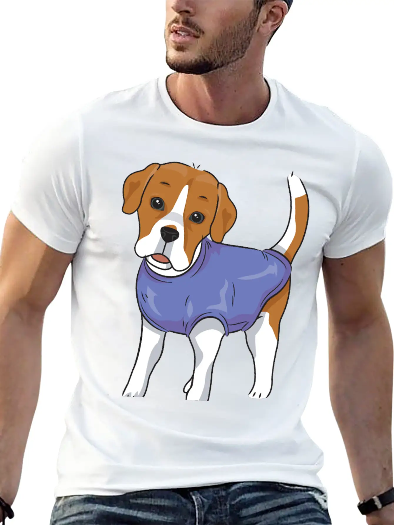 Dog- Standing Dog Wearing Shirt Basic Graphic T-Shirt – Daily Comfort In Soft Cotton