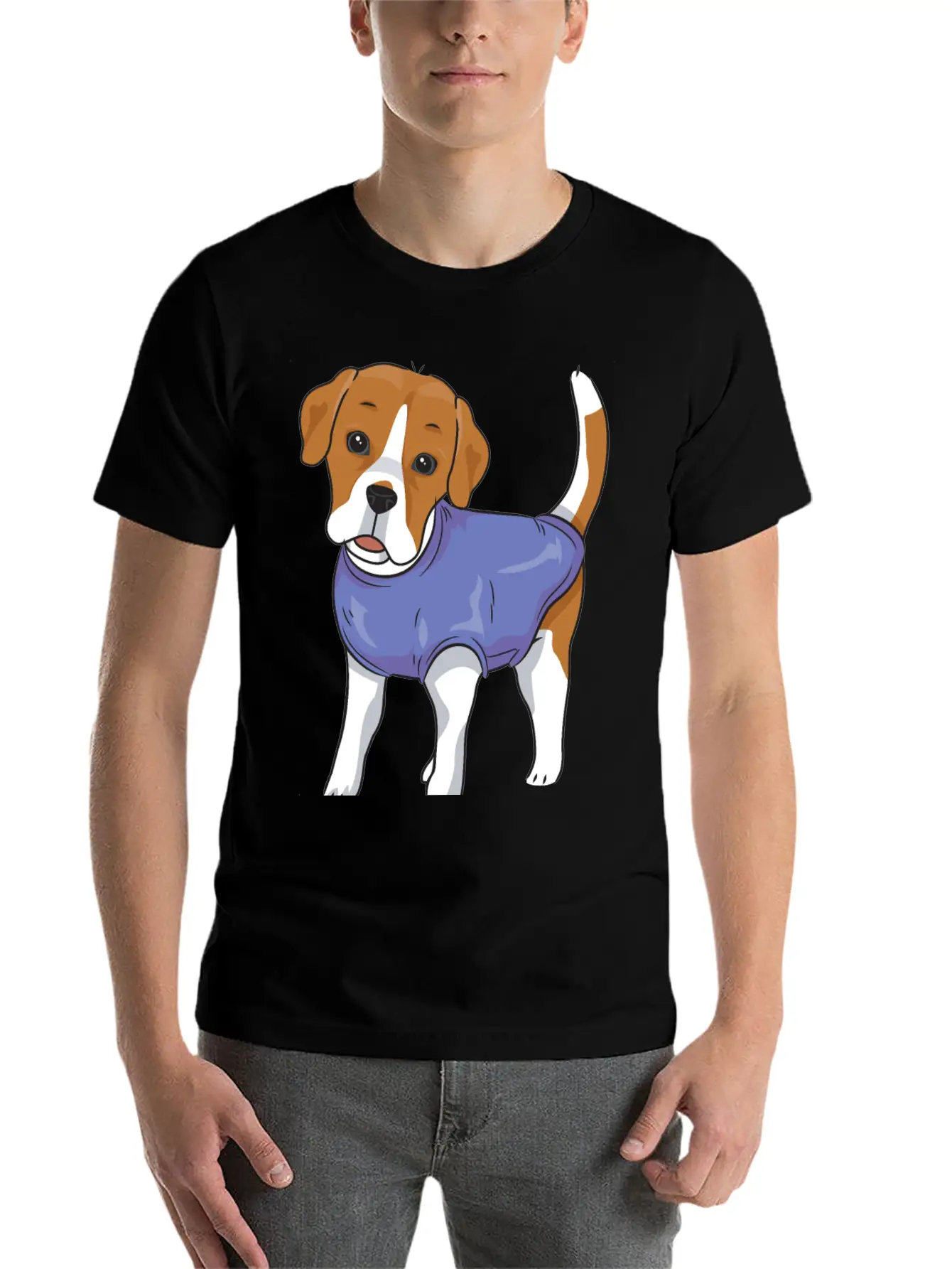 Dog- Standing Dog Wearing Shirt Basic Graphic T-Shirt – Daily Comfort In Soft Cotton