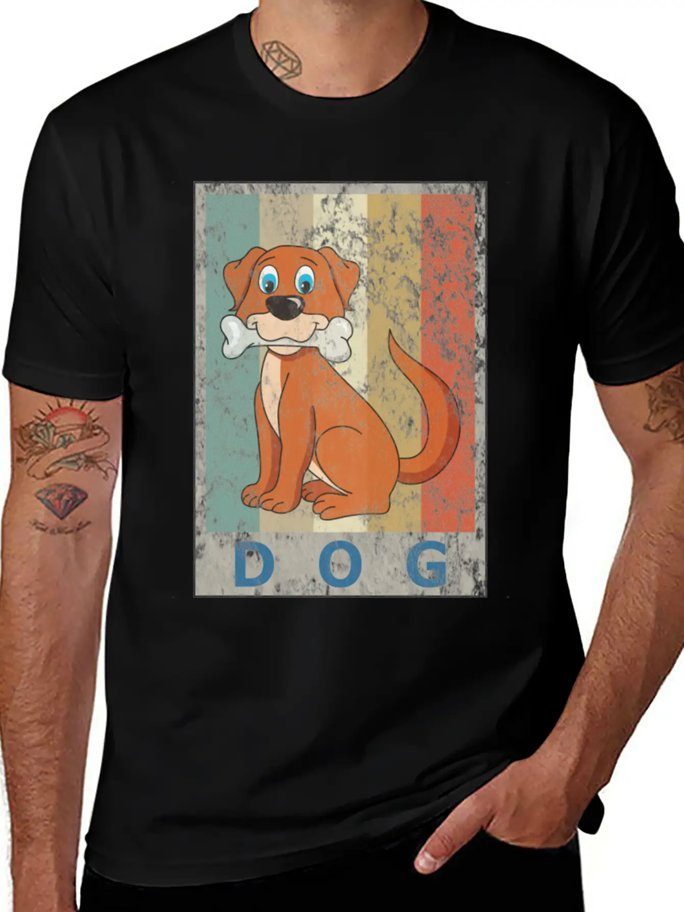Dog Vintage Retro Style Grunge Stylish Everyday T-Shirt – Unisex Basic Cotton Tee