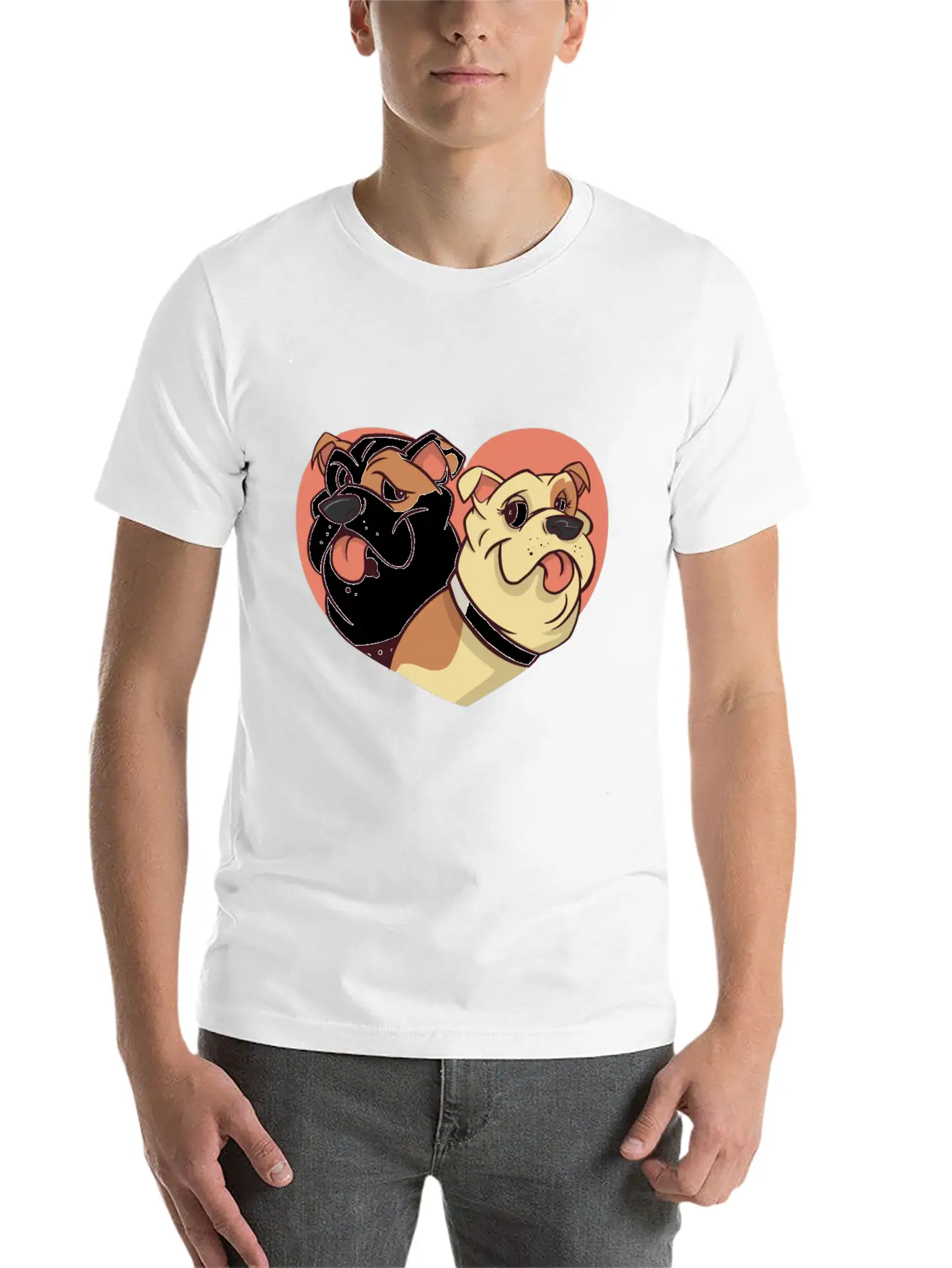 Dog With Heart Dogs Dog Lover Doggy Bulldog Timeless Short Sleeve Tee – Comfy And Minimalist Design