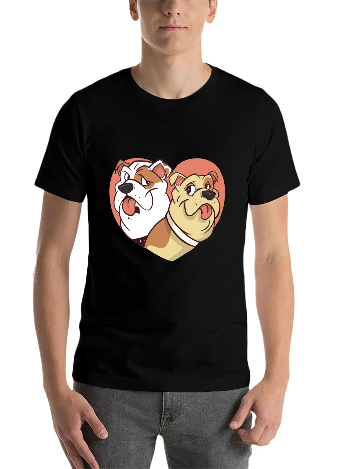 Dog With Heart Dogs Dog Lover Doggy Bulldog Timeless Short Sleeve Tee – Comfy And Minimalist Design