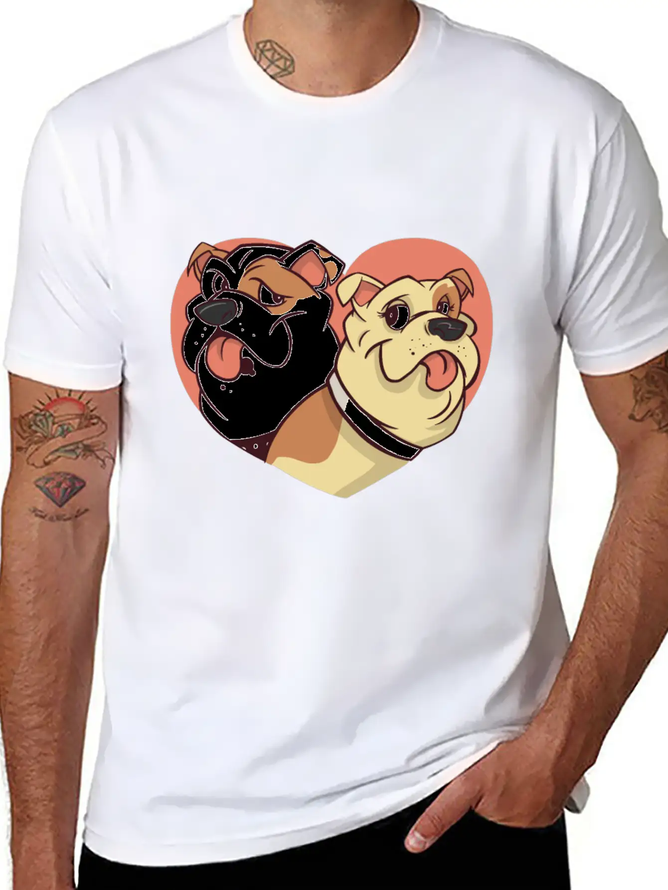 Dog With Heart Dogs Dog Lover Doggy Bulldog Timeless Short Sleeve Tee – Comfy And Minimalist Design