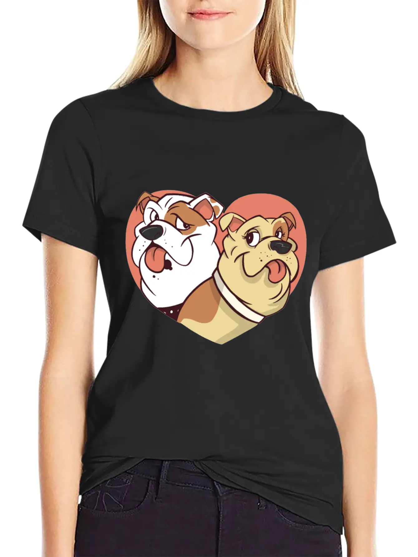 Dog With Heart Dogs Dog Lover Doggy Bulldog Timeless Short Sleeve Tee – Comfy And Minimalist Design